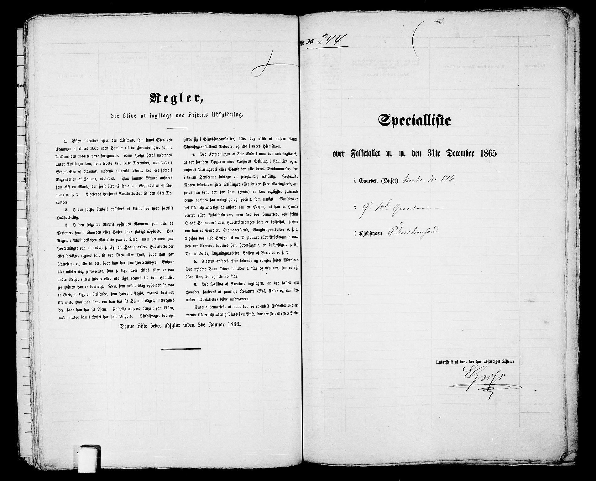 RA, 1865 census for Kristiansand, 1865, p. 506