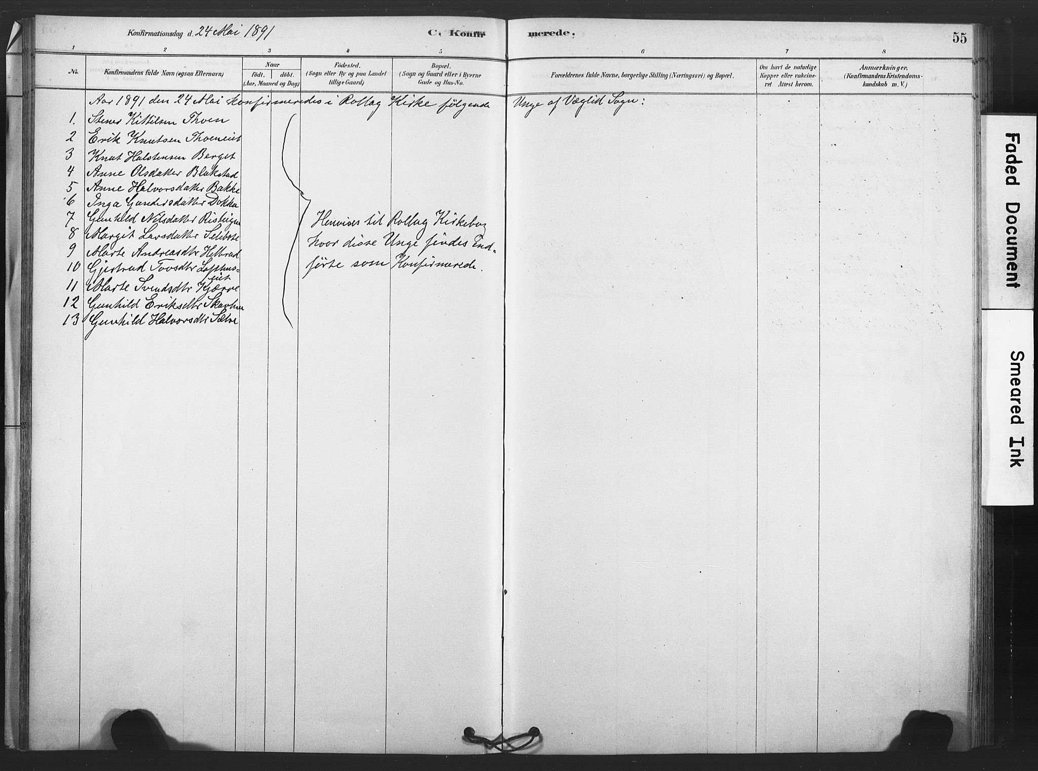 Rollag kirkebøker, SAKO/A-240/F/Fb/L0001: Parish register (official) no. II 1, 1878-1899, p. 55