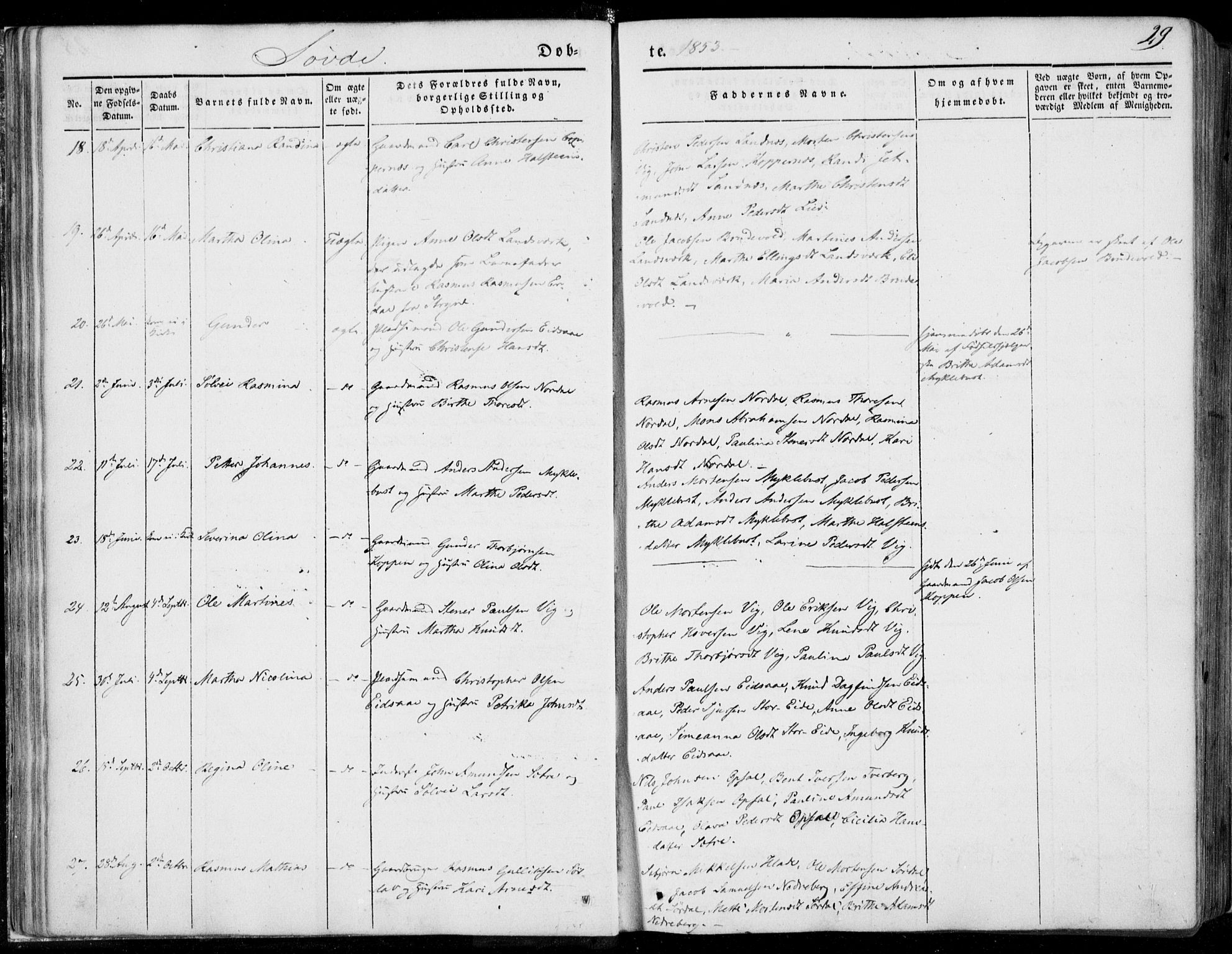 Ministerialprotokoller, klokkerbøker og fødselsregistre - Møre og Romsdal, AV/SAT-A-1454/502/L0023: Parish register (official) no. 502A01, 1844-1873, p. 29