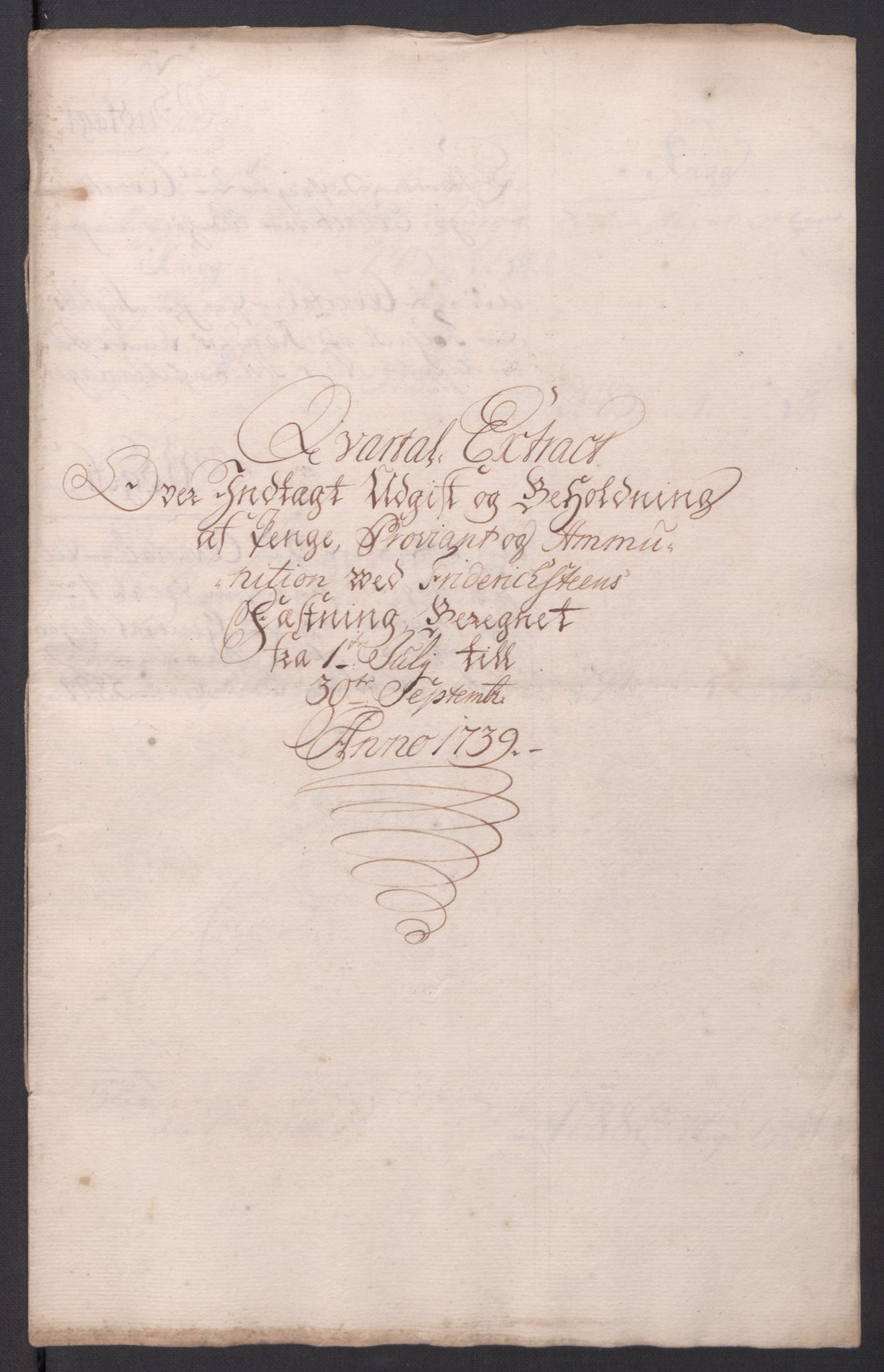 Kommanderende general (KG I) med Det norske krigsdirektorium, AV/RA-EA-5419/D/L0154: Fredriksten festning: Brev, inventarfortegnelser og regnskapsekstrakter, 1730-1739, p. 768