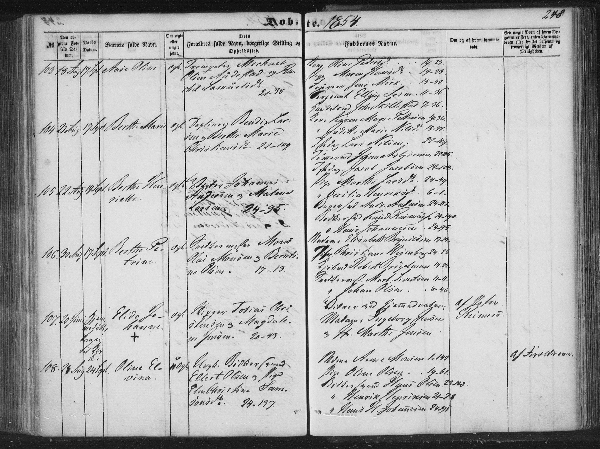 Korskirken sokneprestembete, AV/SAB-A-76101/H/Haa/L0017: Parish register (official) no. B 3, 1851-1857, p. 248