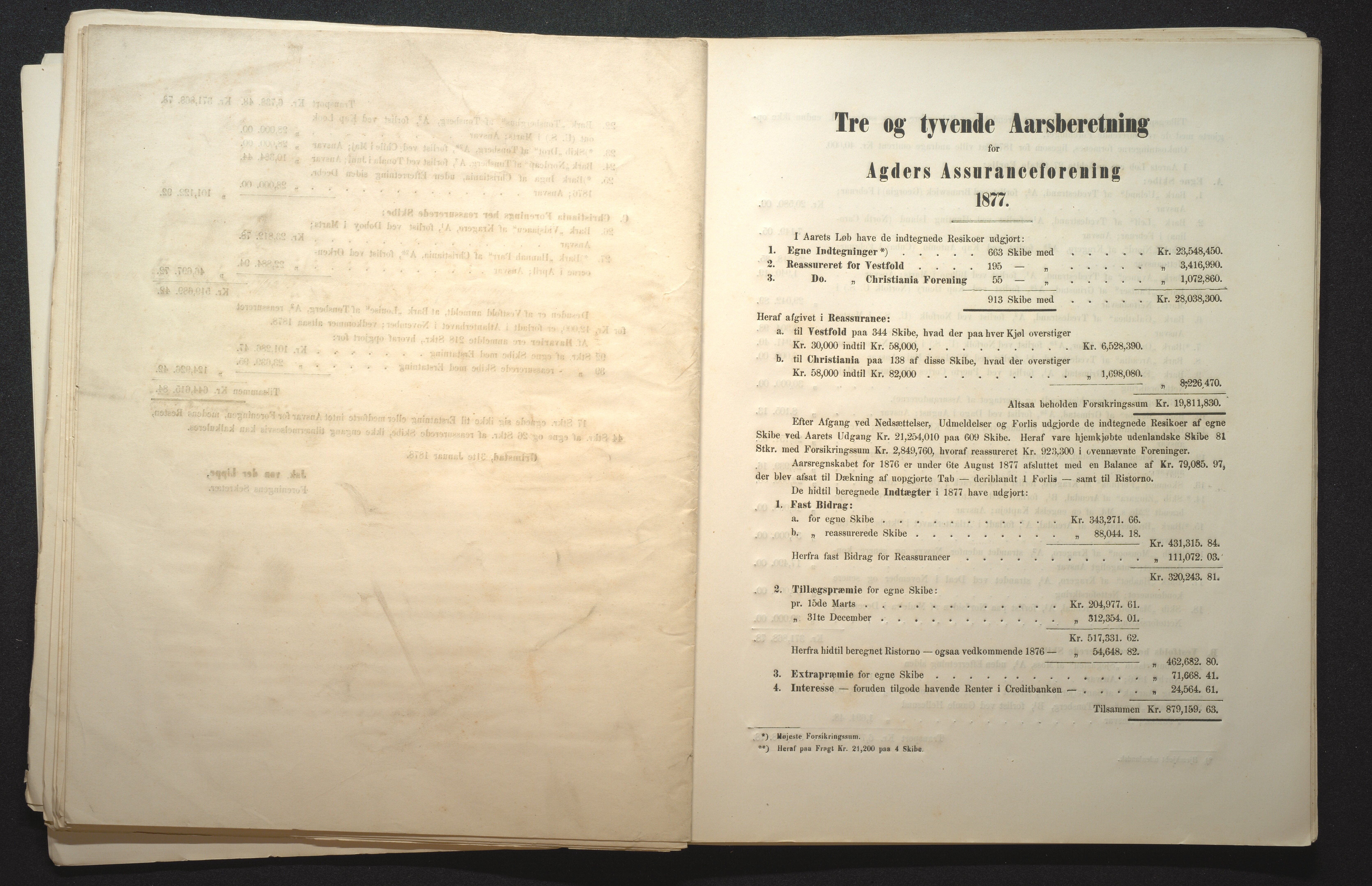 Agders Gjensidige Assuranceforening, AAKS/PA-1718/05/L0001: Regnskap, seilavdeling, pakkesak, 1855-1880