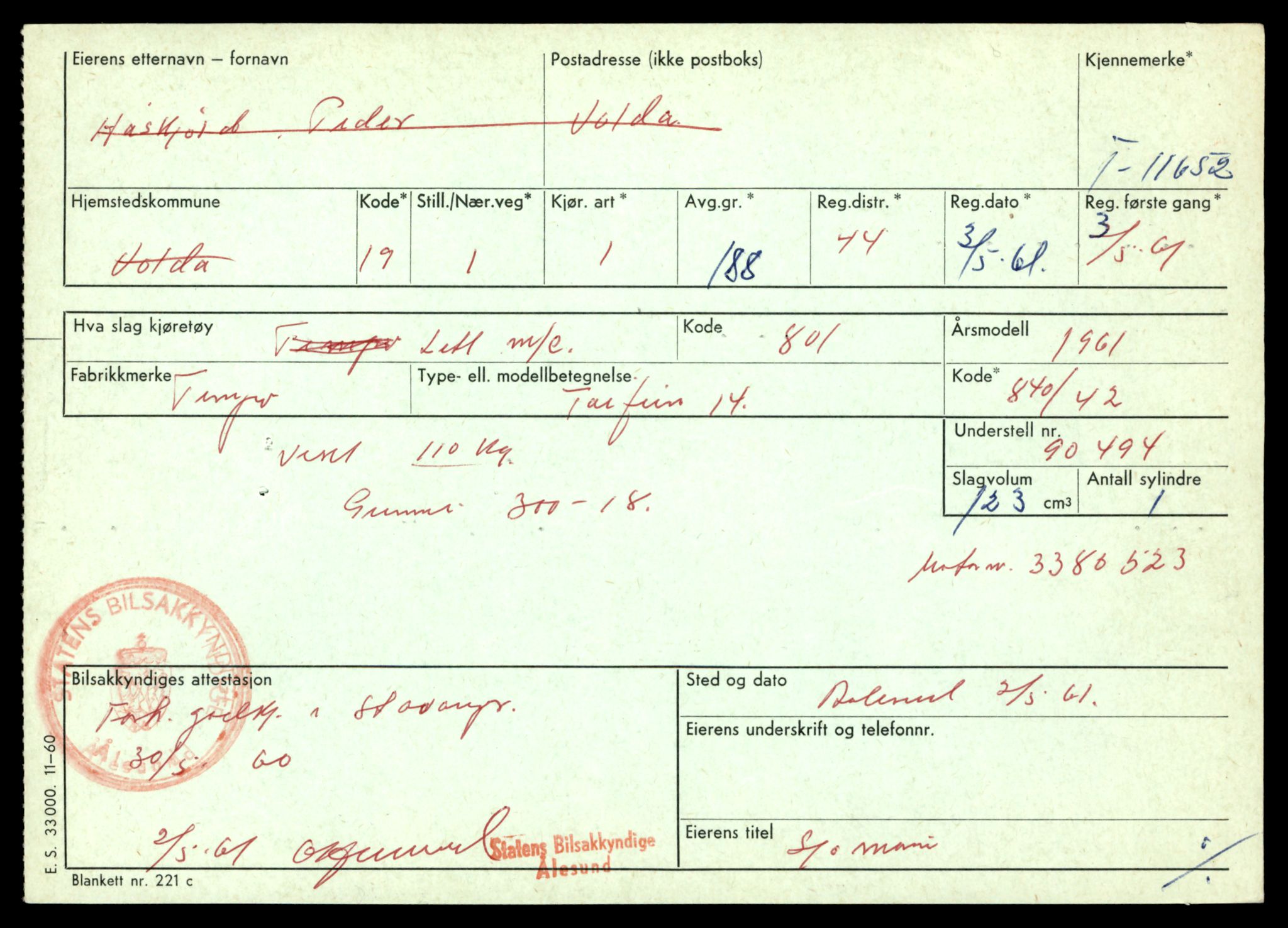 Møre og Romsdal vegkontor - Ålesund trafikkstasjon, AV/SAT-A-4099/F/Fe/L0030: Registreringskort for kjøretøy T 11620 - T 11799, 1927-1998, p. 373