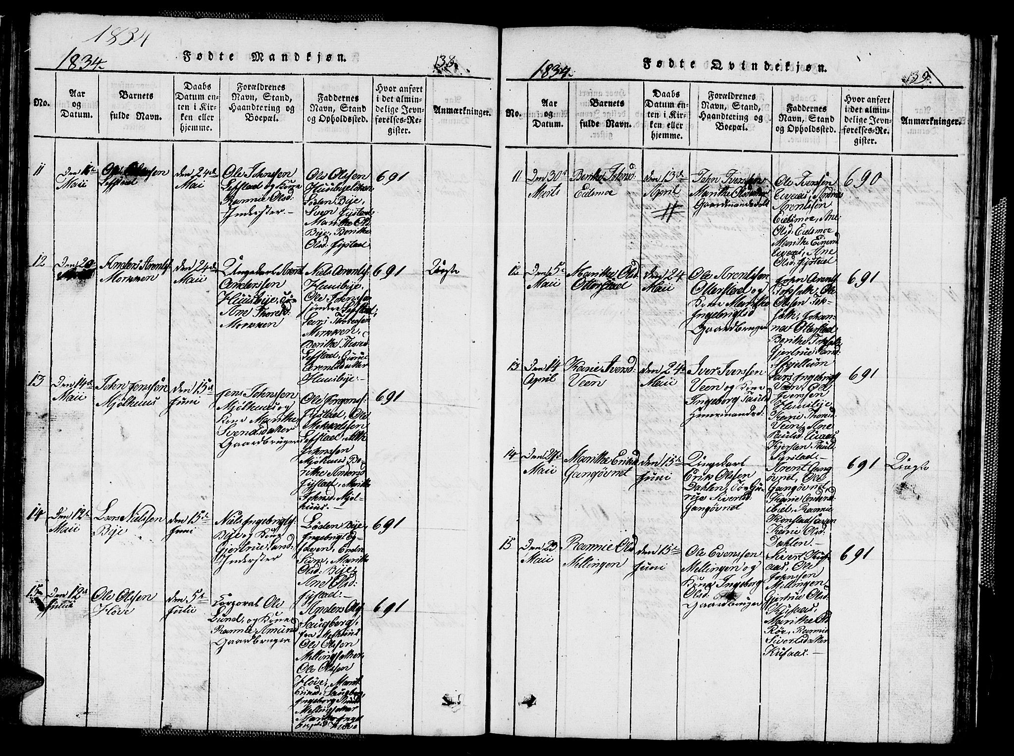 Ministerialprotokoller, klokkerbøker og fødselsregistre - Sør-Trøndelag, SAT/A-1456/667/L0796: Parish register (copy) no. 667C01, 1817-1836, p. 138-139