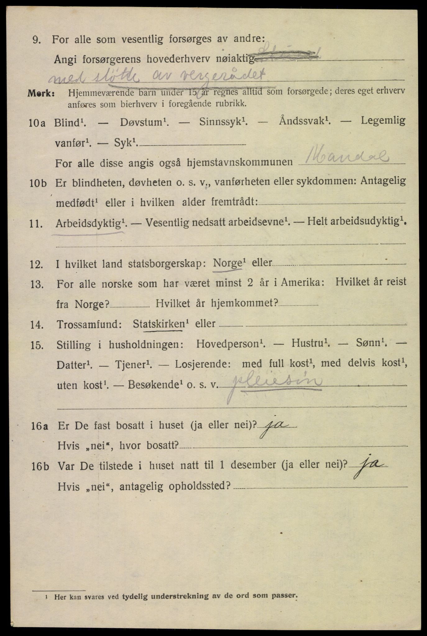 SAK, 1920 census for Mandal, 1920, p. 8176