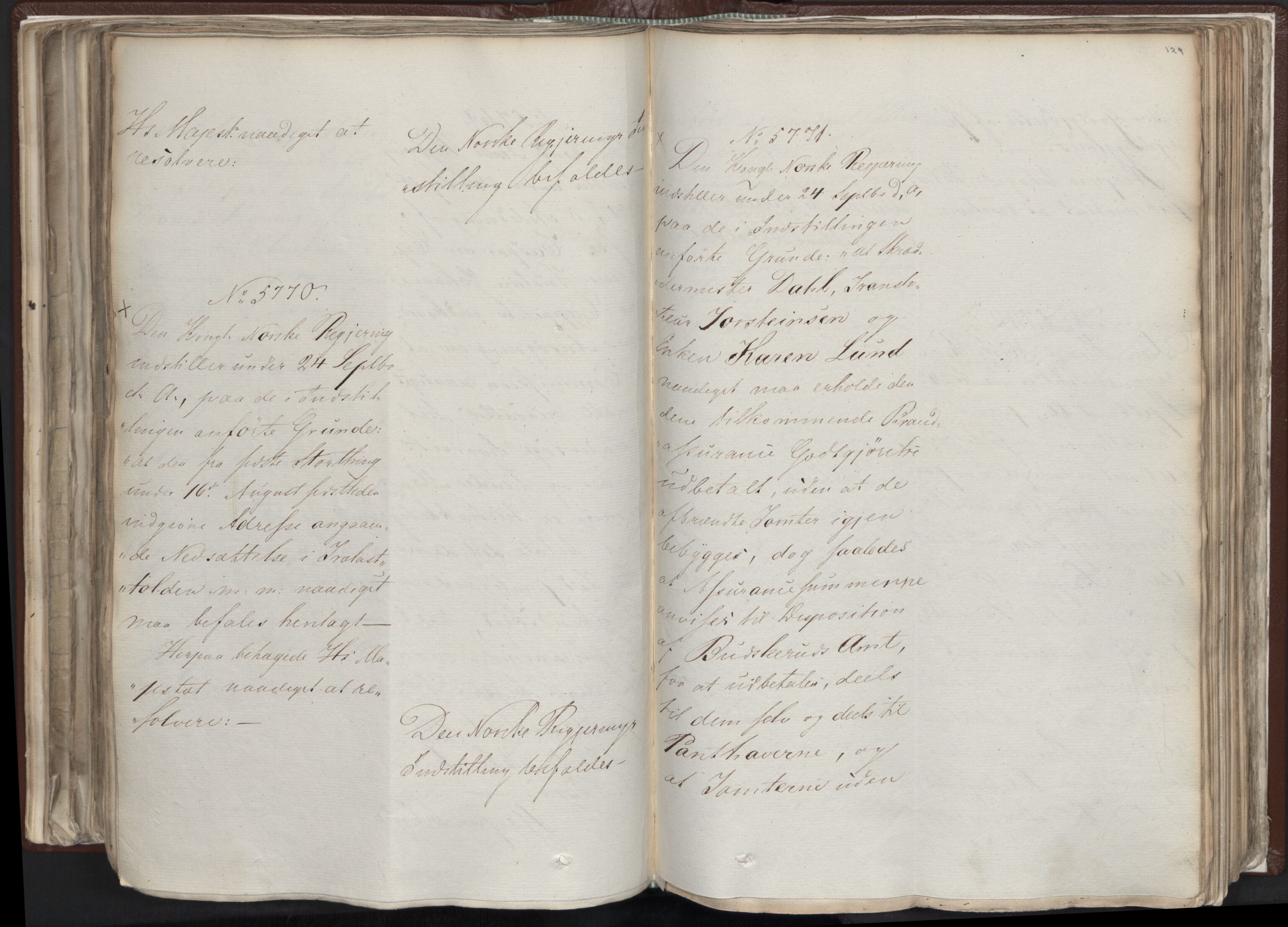 Statsrådssekretariatet, AV/RA-S-1001/A/Ab/L0012: Kgl. res. nr. 5679-6008 II, 1821, p. 128b-129a