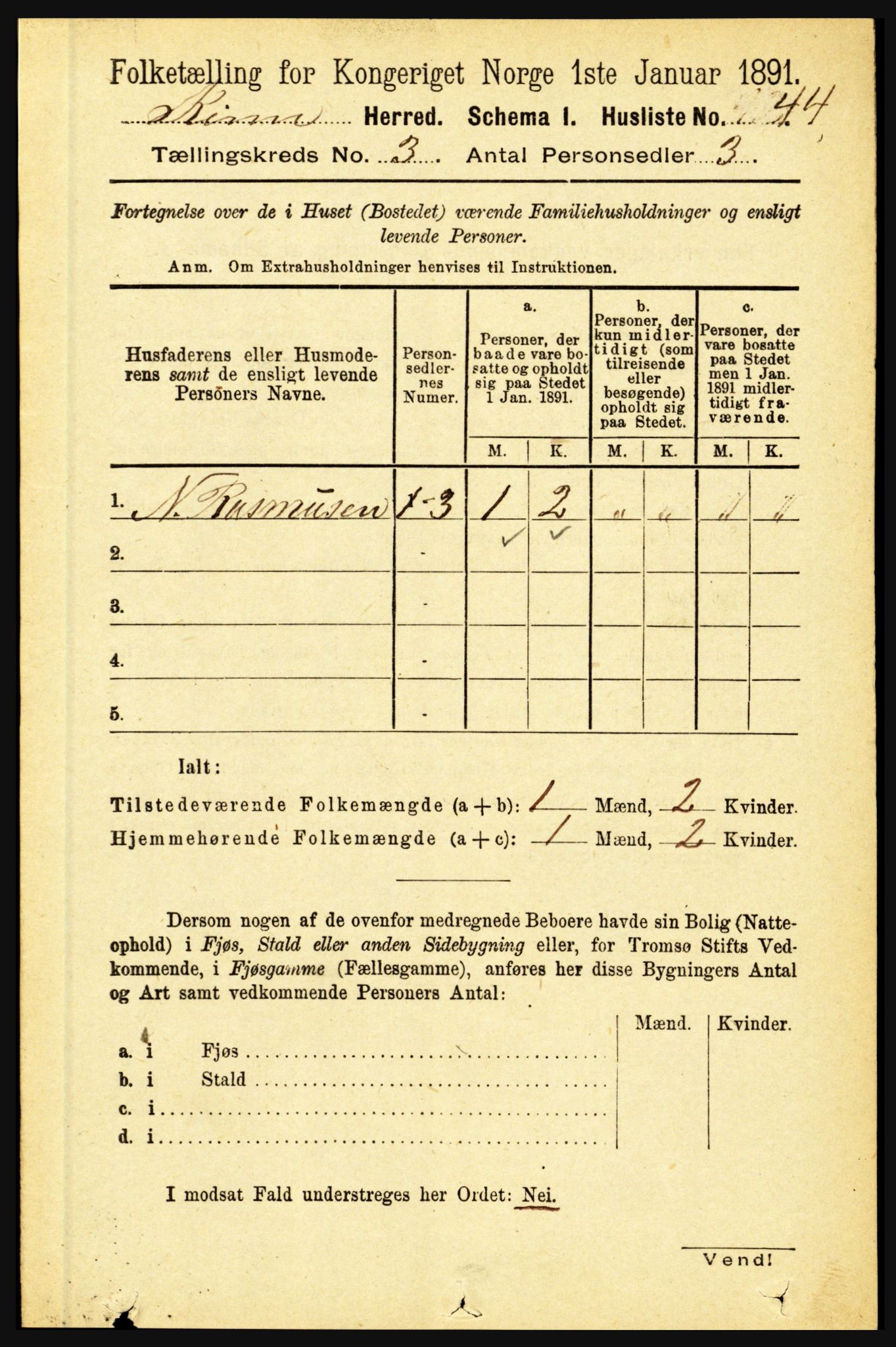 RA, 1891 census for 1437 Kinn, 1891, p. 927