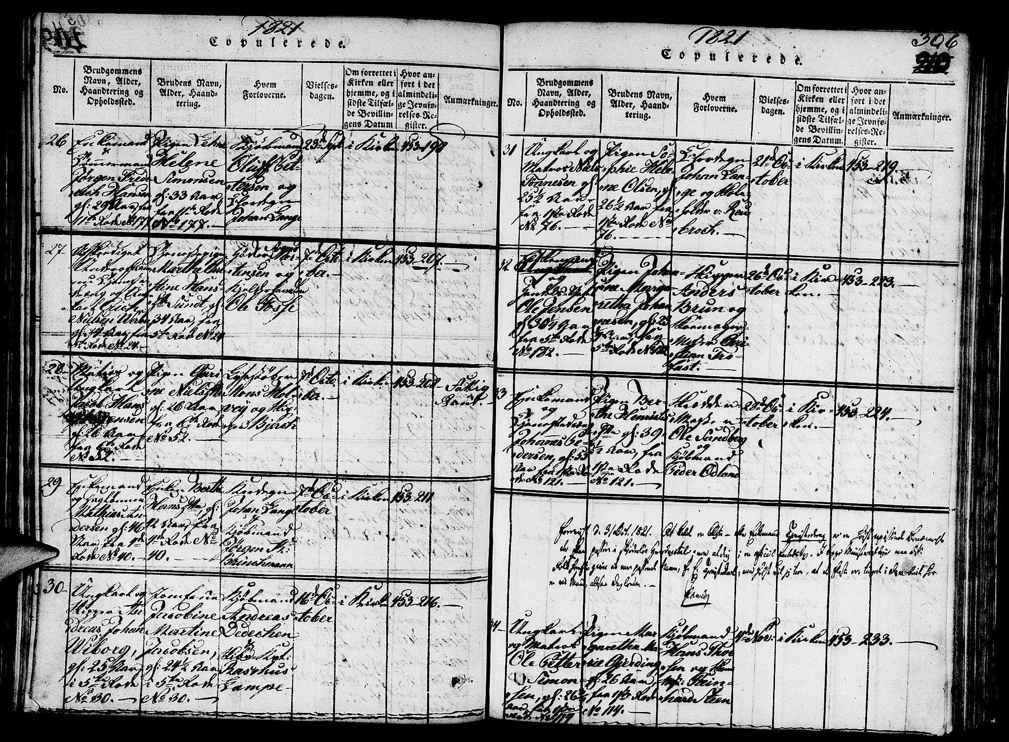 Nykirken Sokneprestembete, AV/SAB-A-77101/H/Hab/L0003: Parish register (copy) no. A 4, 1816-1821, p. 306