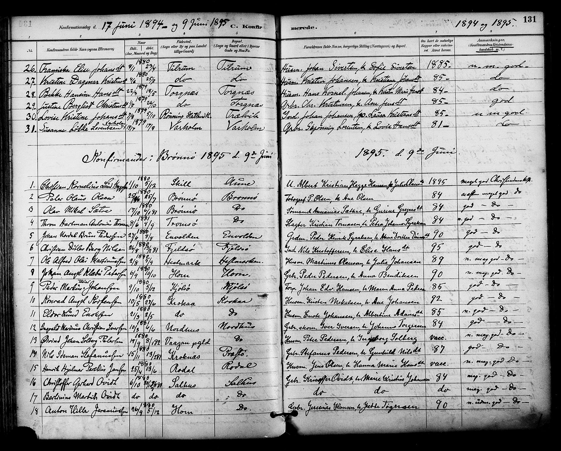 Ministerialprotokoller, klokkerbøker og fødselsregistre - Nordland, SAT/A-1459/813/L0200: Parish register (official) no. 813A10, 1886-1900, p. 131