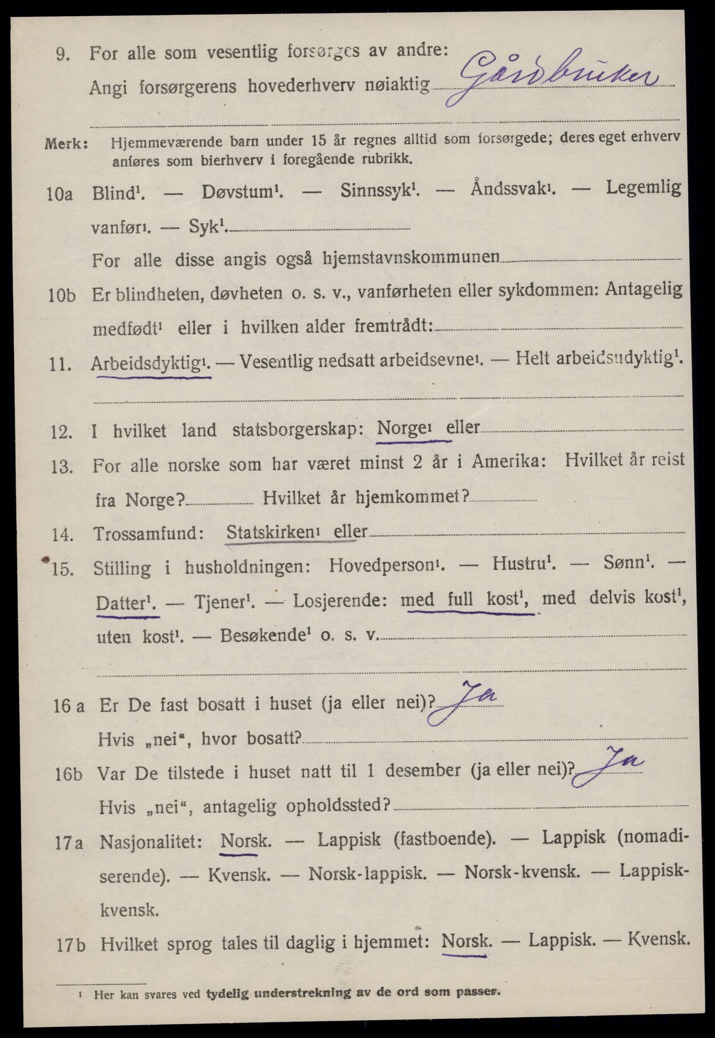 SAT, 1920 census for Lensvik, 1920, p. 1287