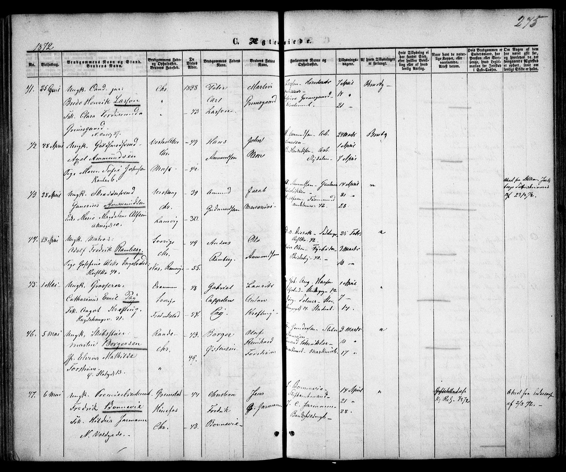 Trefoldighet prestekontor Kirkebøker, SAO/A-10882/F/Fc/L0001: Parish register (official) no. III 1, 1858-1874, p. 275