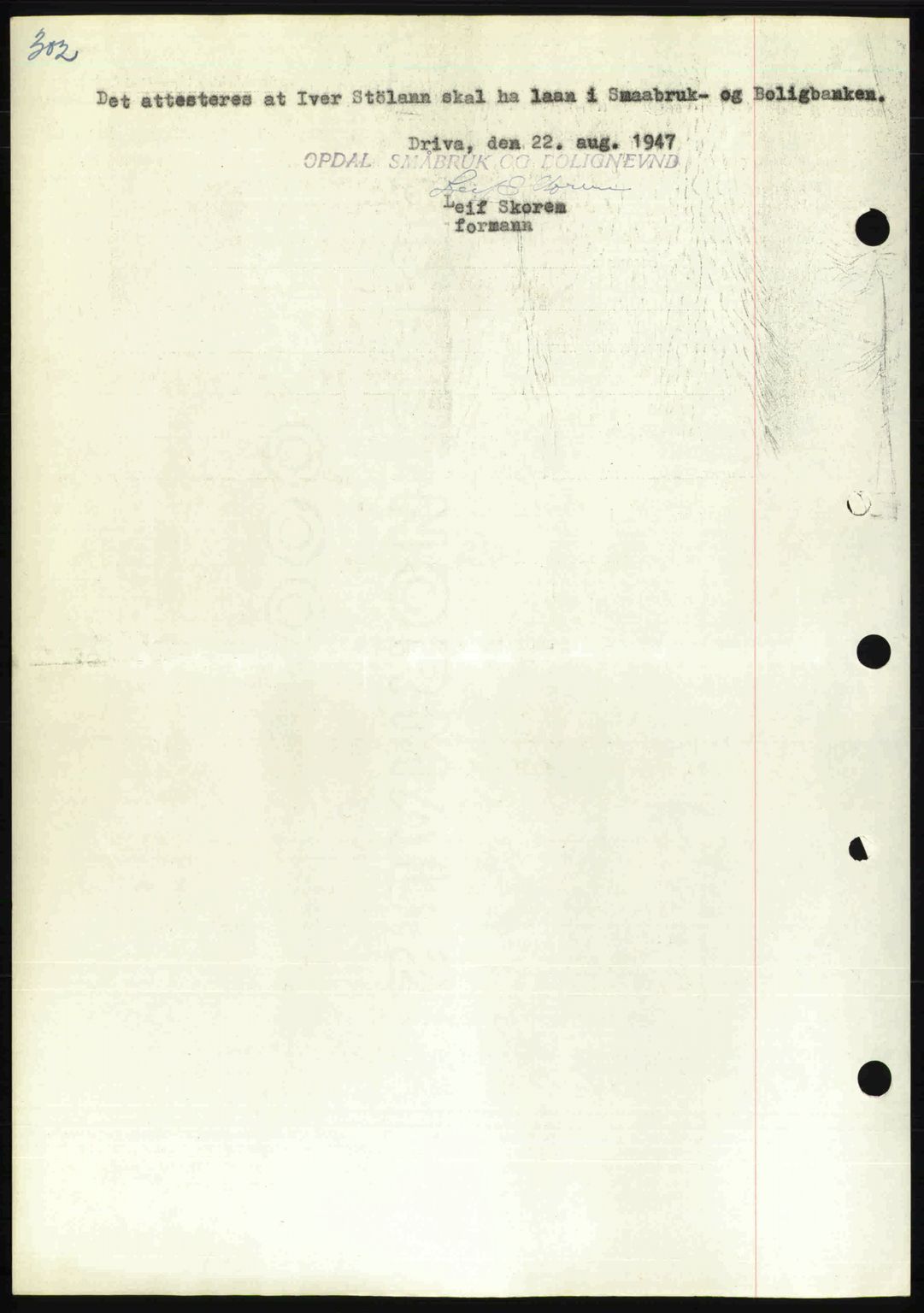 Orkdal sorenskriveri, SAT/A-4169/1/2/2C: Mortgage book no. A, 1947-1947, Diary no: : 1050/1947