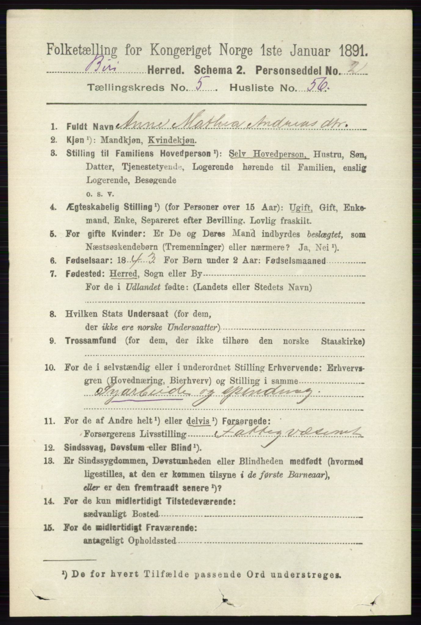 RA, 1891 census for 0525 Biri, 1891, p. 2082