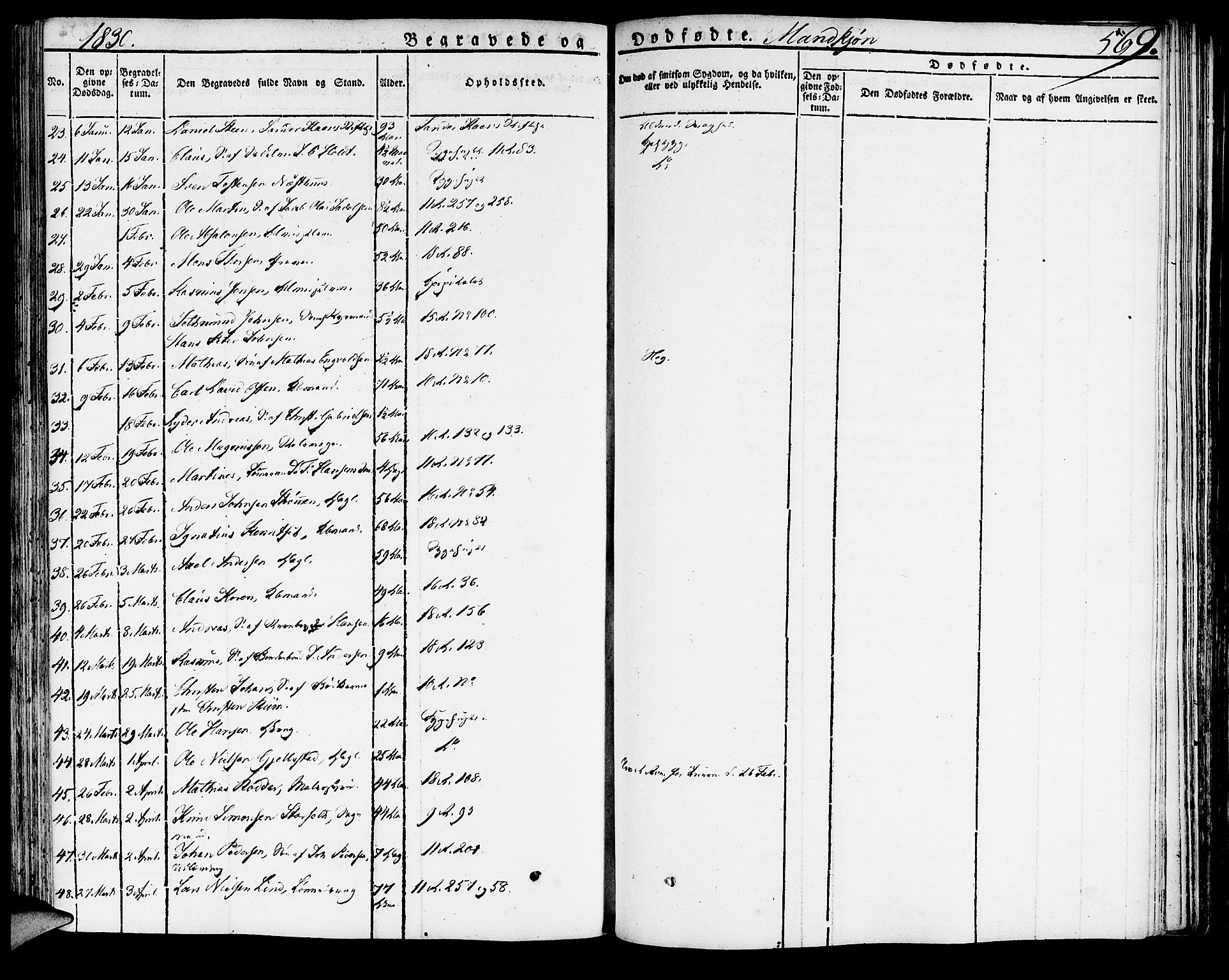 Domkirken sokneprestembete, AV/SAB-A-74801/H/Haa/L0012: Parish register (official) no. A 12, 1821-1840, p. 569