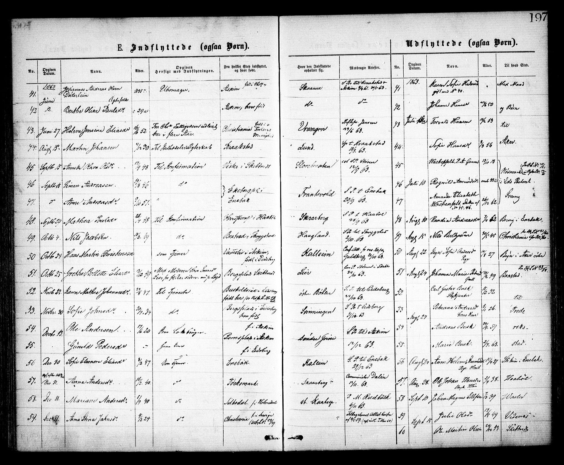 Spydeberg prestekontor Kirkebøker, SAO/A-10924/F/Fa/L0006: Parish register (official) no. I 6, 1863-1874, p. 197