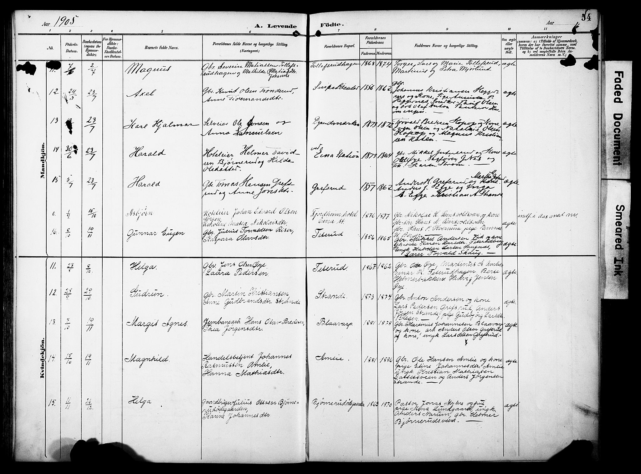 Vestre Toten prestekontor, AV/SAH-PREST-108/H/Ha/Haa/L0012: Parish register (official) no. 12, 1890-1906, p. 54