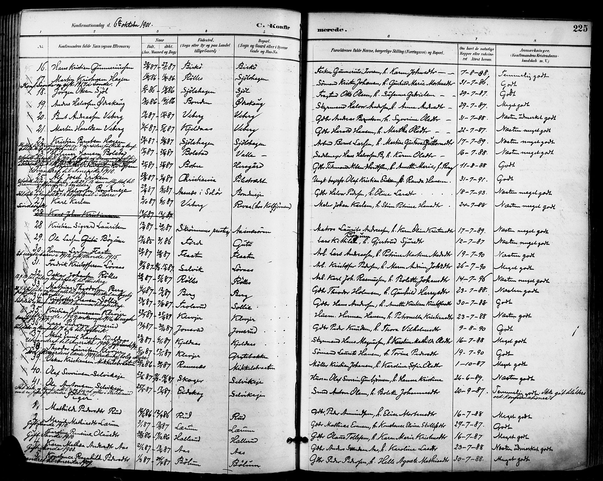 Sande Kirkebøker, SAKO/A-53/F/Fa/L0007: Parish register (official) no. 7, 1888-1903, p. 225