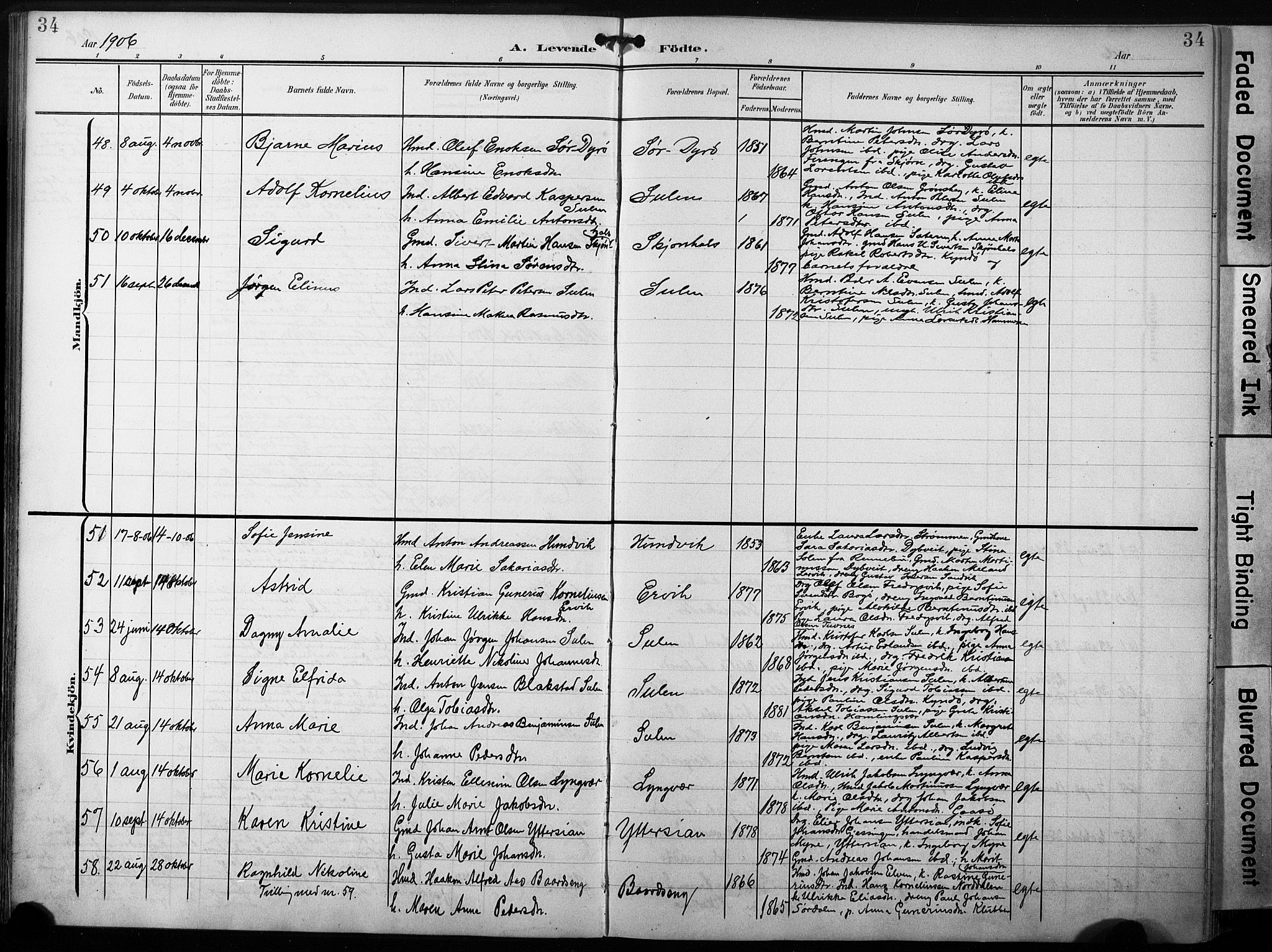 Ministerialprotokoller, klokkerbøker og fødselsregistre - Sør-Trøndelag, AV/SAT-A-1456/640/L0580: Parish register (official) no. 640A05, 1902-1910, p. 34