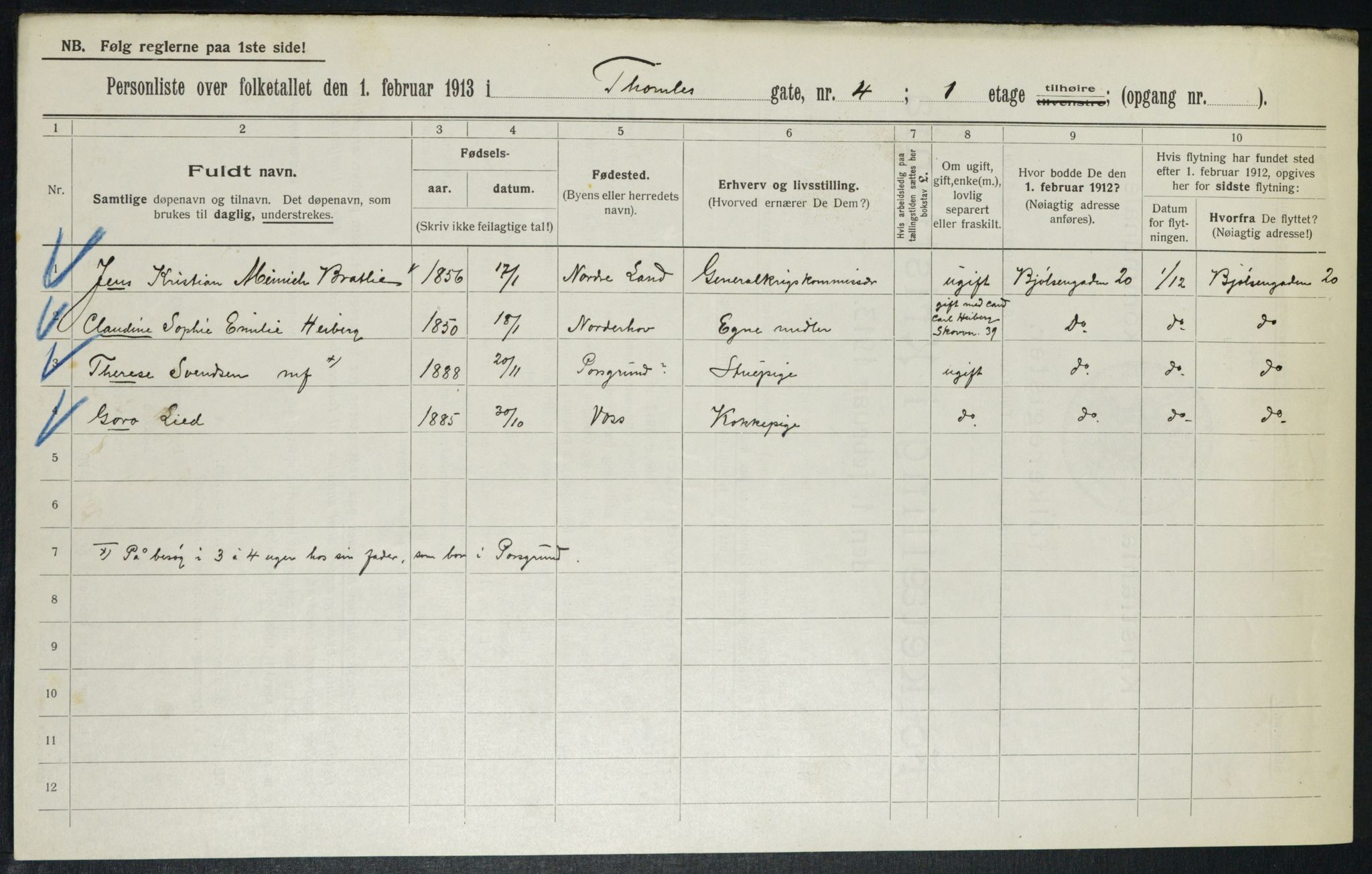 OBA, Municipal Census 1913 for Kristiania, 1913, p. 109271