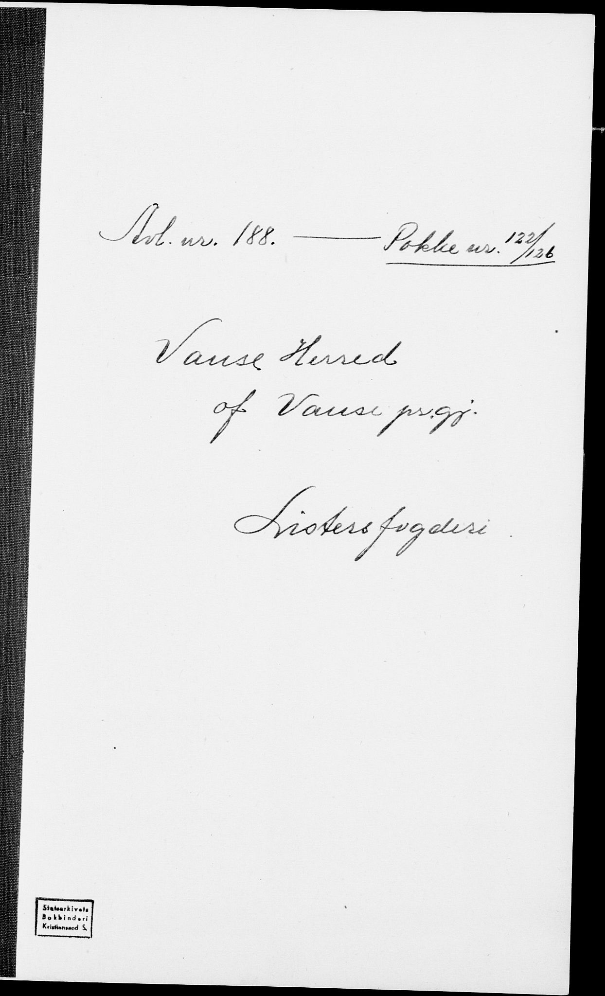 SAK, 1875 census for 1041L Vanse/Vanse og Farsund, 1875, p. 1