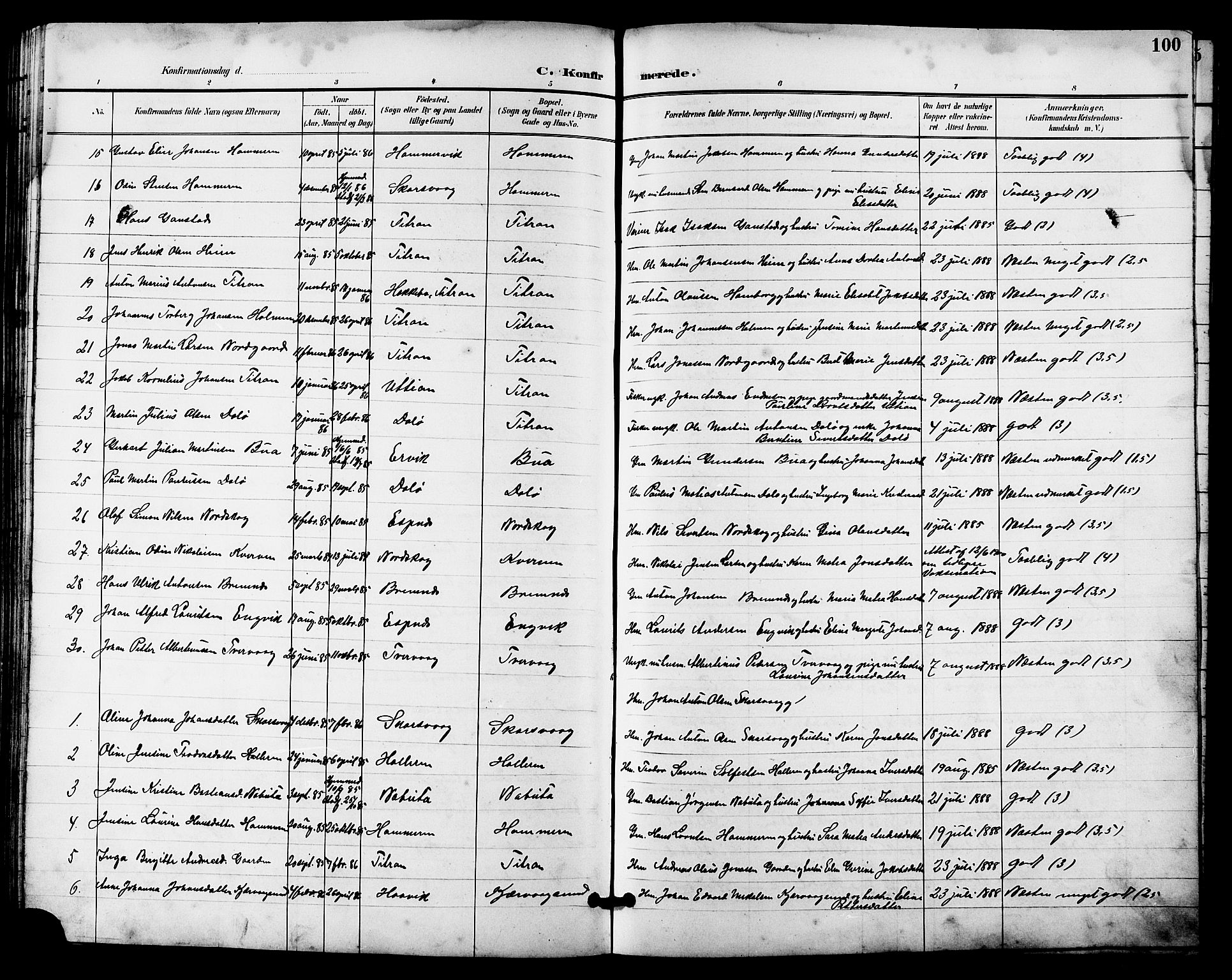 Ministerialprotokoller, klokkerbøker og fødselsregistre - Sør-Trøndelag, SAT/A-1456/641/L0598: Parish register (copy) no. 641C02, 1893-1910, p. 100