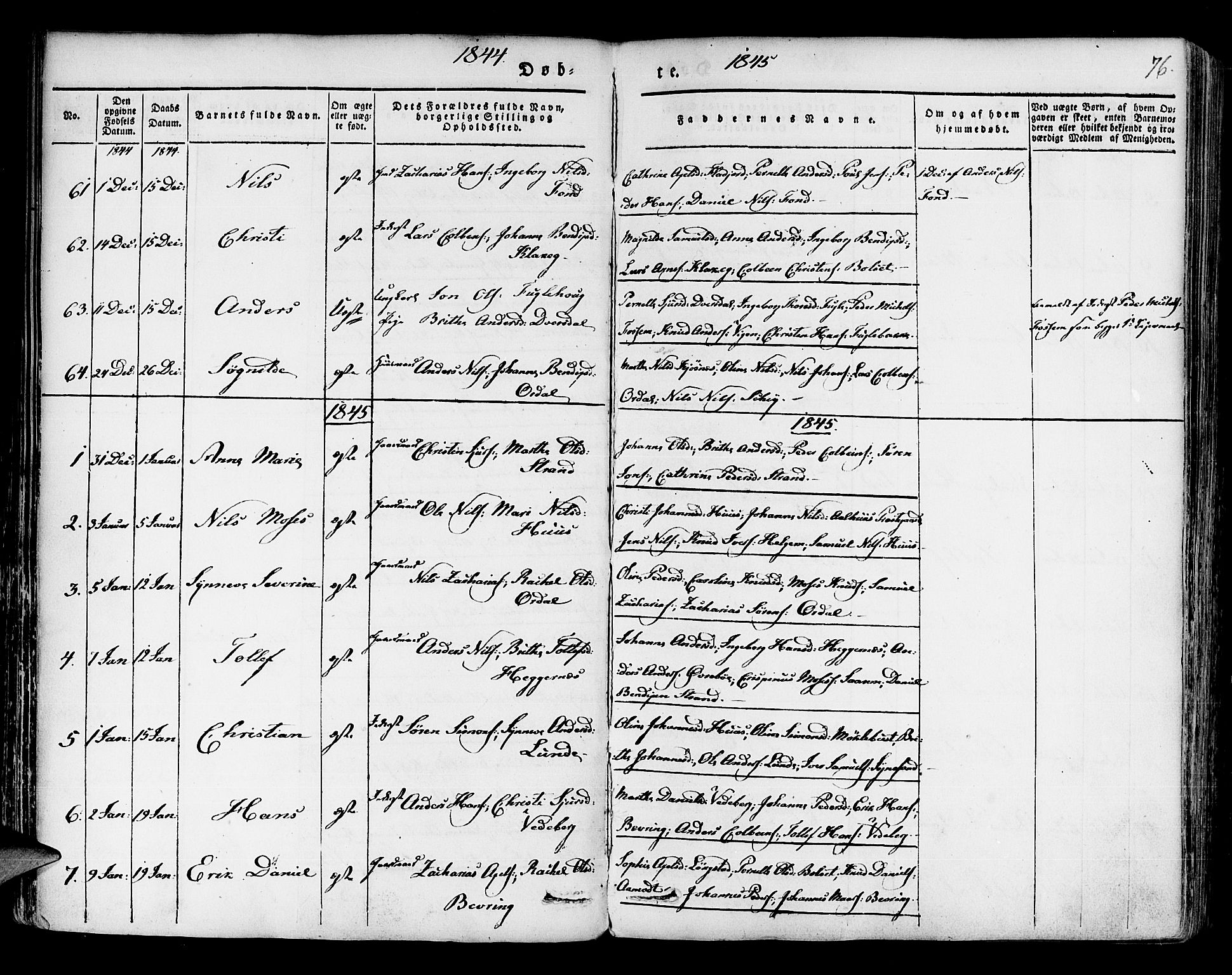 Jølster sokneprestembete, SAB/A-80701/H/Haa/Haaa/L0009: Parish register (official) no. A 9, 1833-1848, p. 76