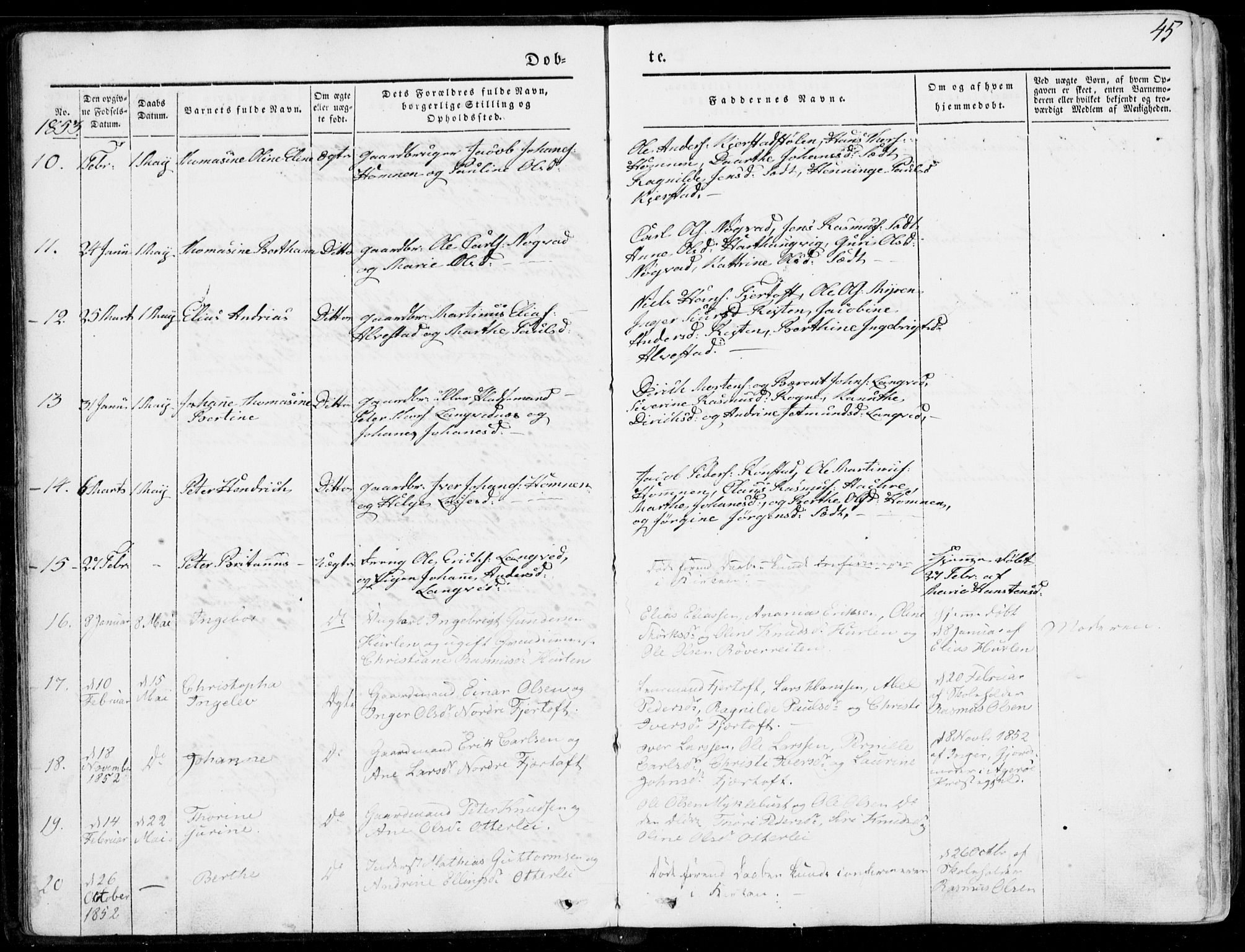 Ministerialprotokoller, klokkerbøker og fødselsregistre - Møre og Romsdal, AV/SAT-A-1454/536/L0497: Parish register (official) no. 536A06, 1845-1865, p. 45