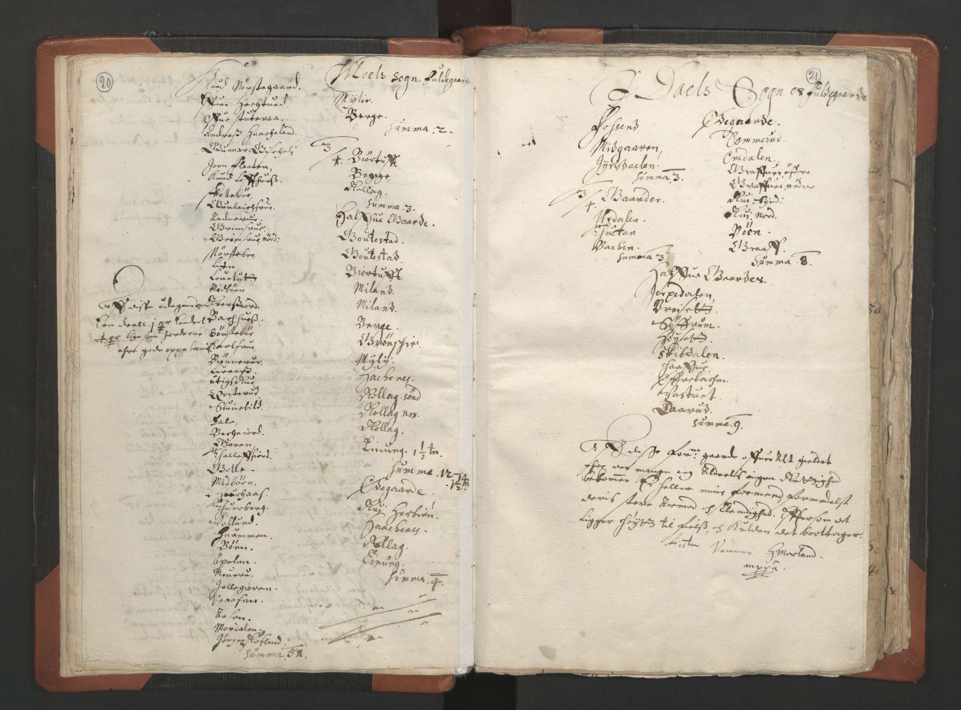 RA, Vicar's Census 1664-1666, no. 12: Øvre Telemark deanery, Nedre Telemark deanery and Bamble deanery, 1664-1666, p. 20-21