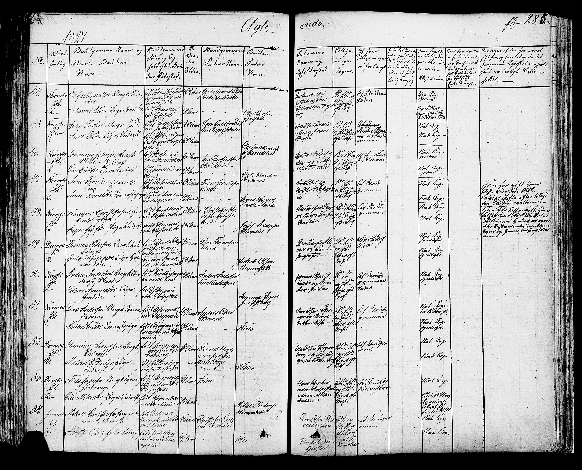 Ringsaker prestekontor, AV/SAH-PREST-014/K/Ka/L0007: Parish register (official) no. 7A, 1826-1837, p. 285