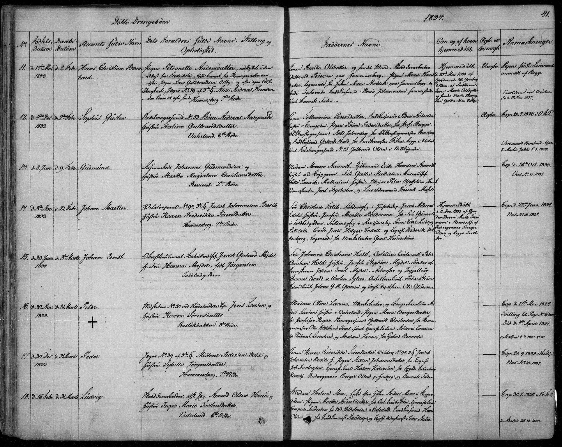 Garnisonsmenigheten Kirkebøker, AV/SAO-A-10846/F/Fa/L0006: Parish register (official) no. 6, 1828-1841, p. 41