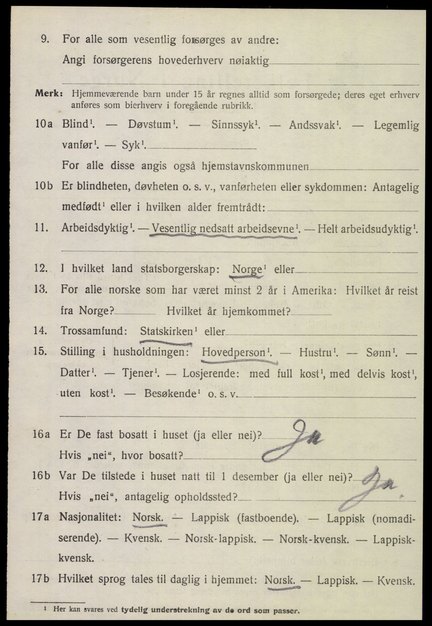 SAT, 1920 census for Meløy, 1920, p. 4396