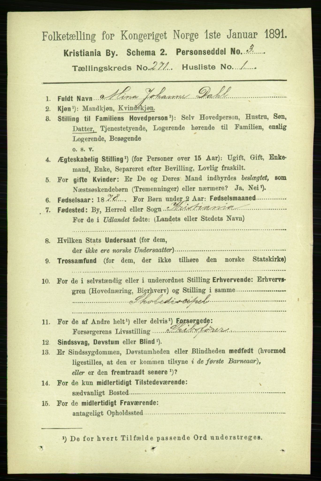 RA, 1891 census for 0301 Kristiania, 1891, p. 164570