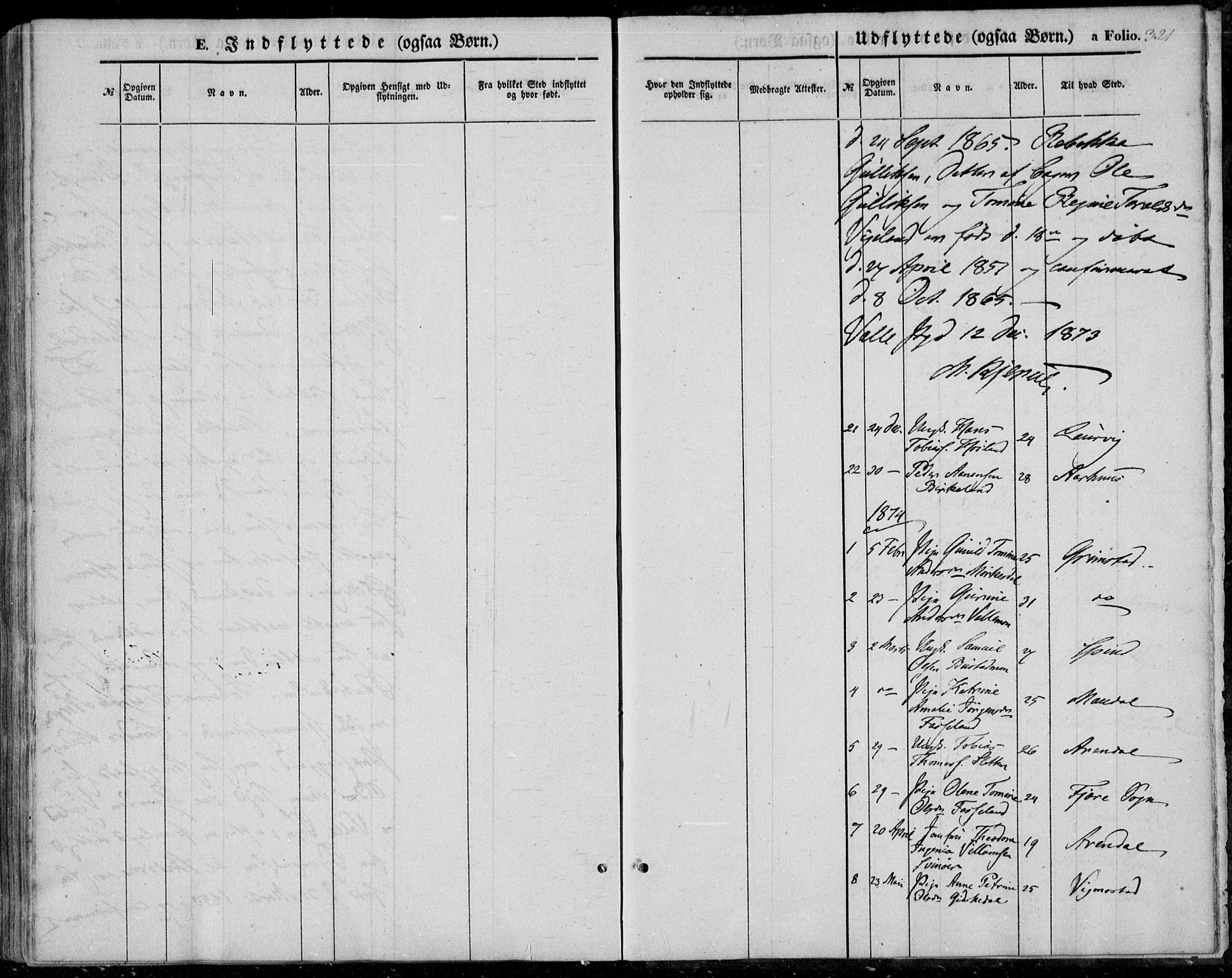 Sør-Audnedal sokneprestkontor, AV/SAK-1111-0039/F/Fa/Fab/L0007: Parish register (official) no. A 7, 1855-1876, p. 321