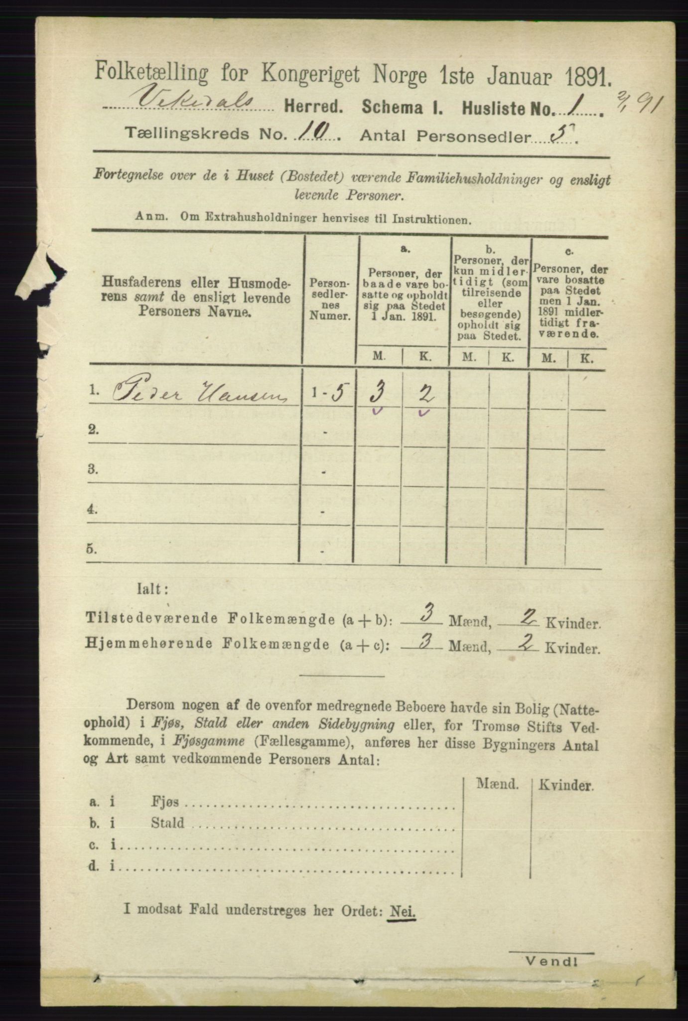 RA, 1891 census for 1157 Vikedal, 1891, p. 2464