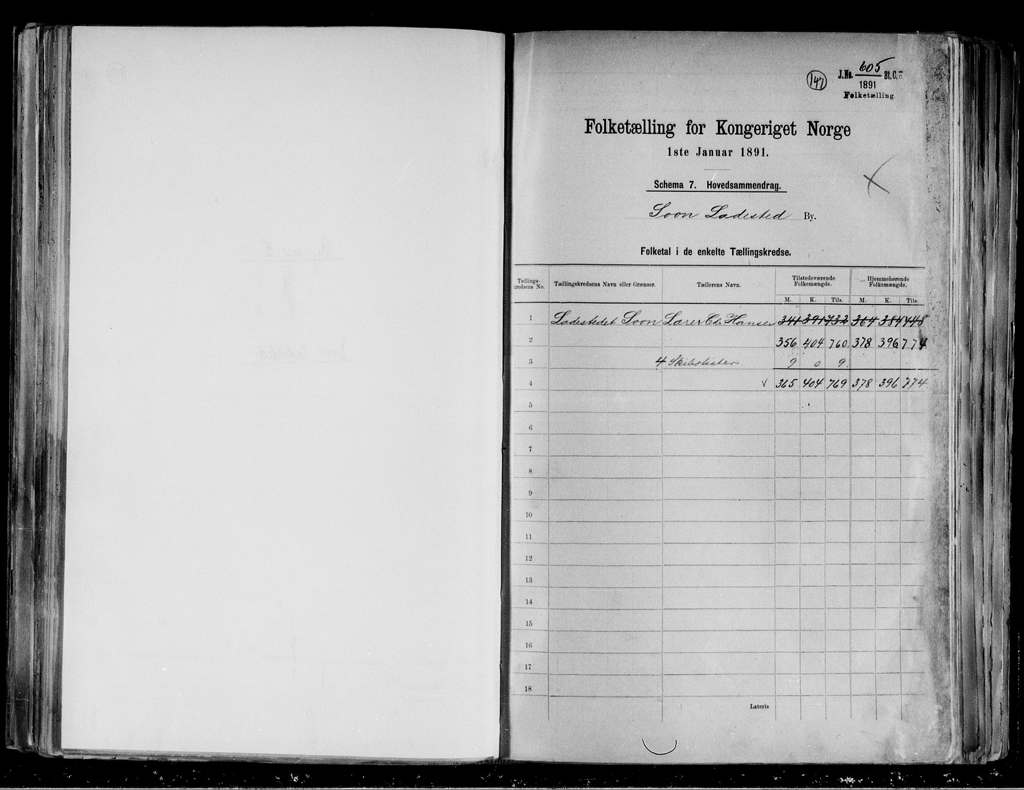 RA, 1891 census for 0201 Son, 1891, p. 2