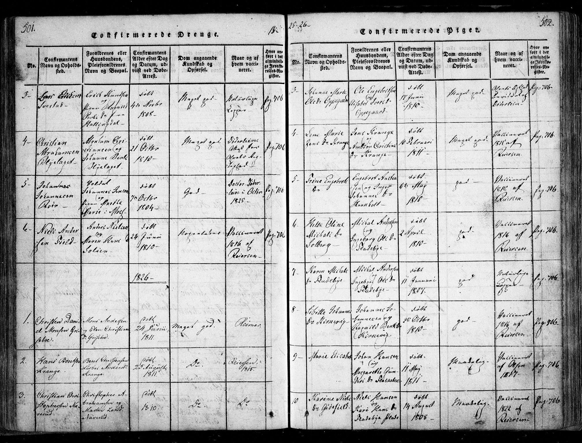 Nesodden prestekontor Kirkebøker, SAO/A-10013/F/Fa/L0006: Parish register (official) no. I 6, 1814-1847, p. 501-502