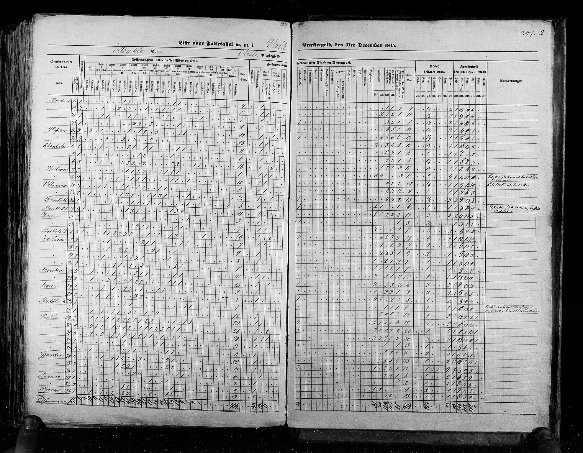 RA, Census 1845, vol. 5: Bratsberg amt og Nedenes og Råbyggelaget amt, 1845, p. 397