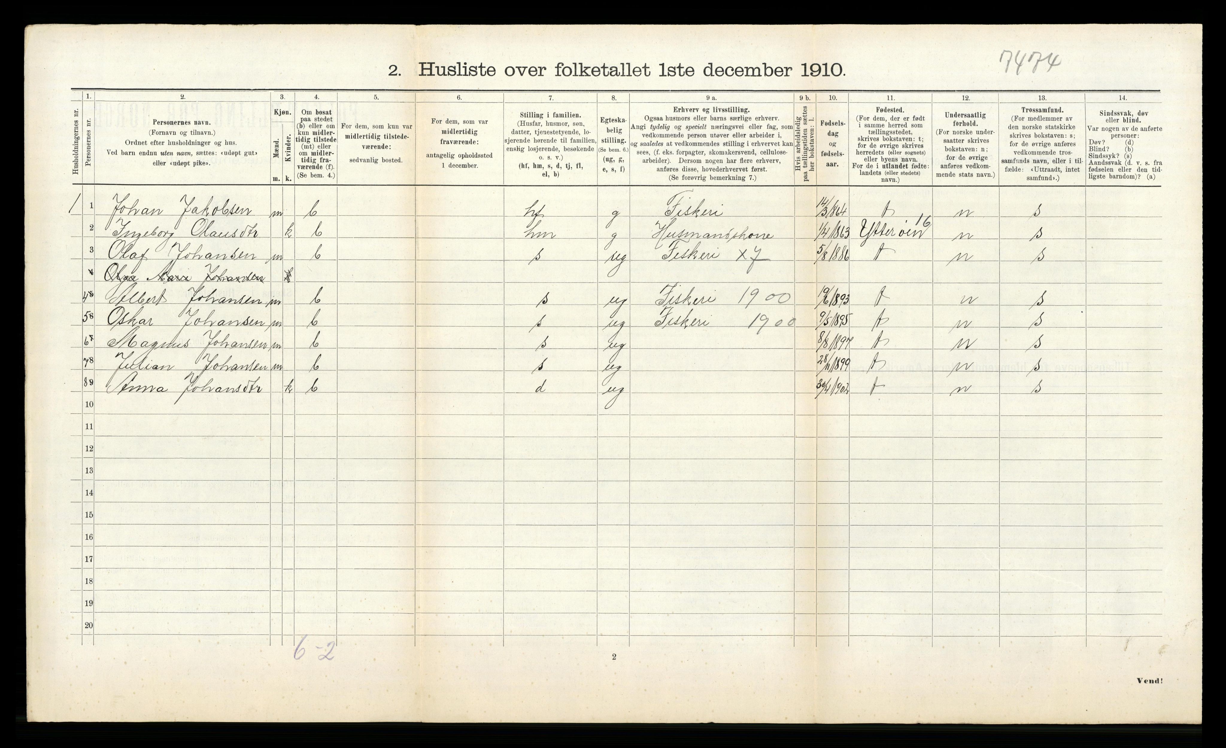 RA, 1910 census for Nord-Frøya, 1910, p. 545