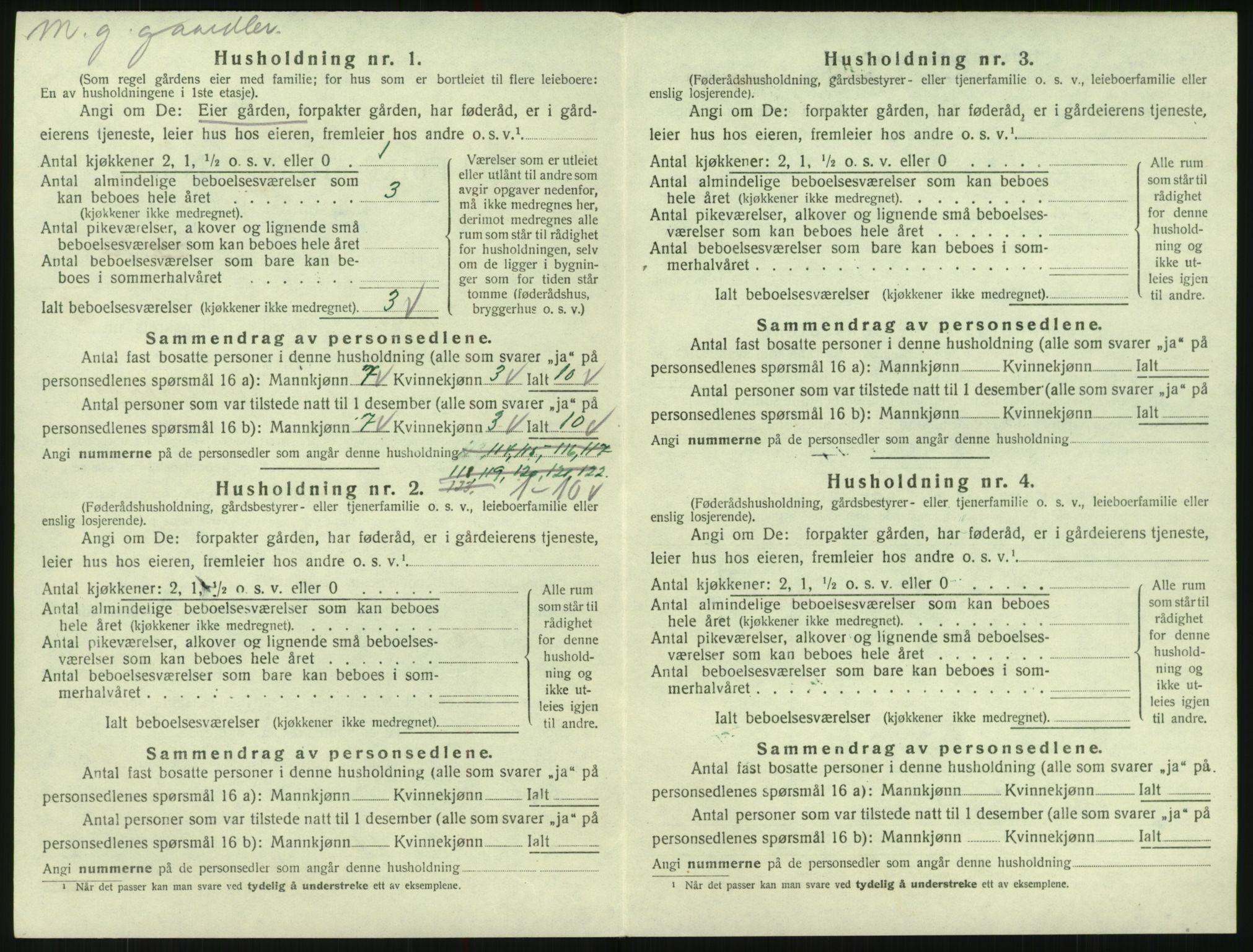 SAK, 1920 census for Evje, 1920, p. 209