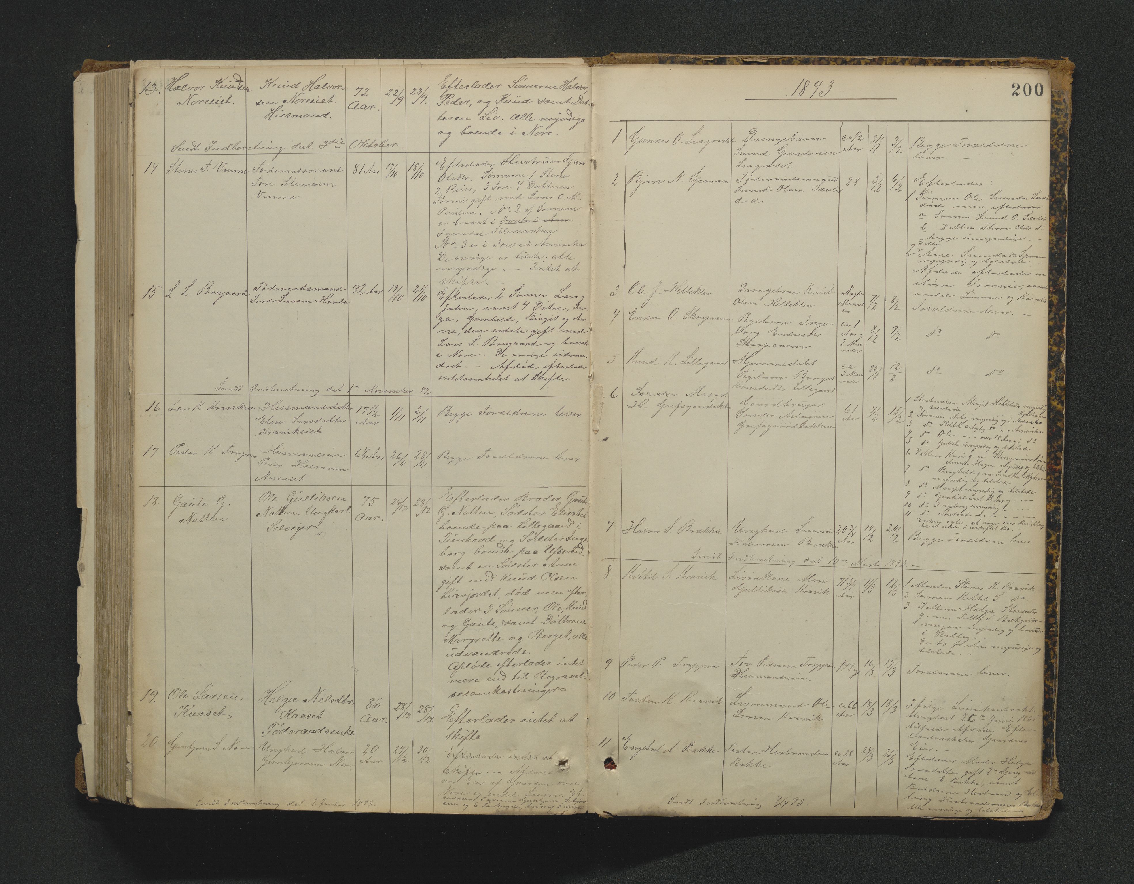 Nore lensmannskontor, SAKO/A-520/H/Ha/L0001a: Registrerings- og dødsanmeldelsesprotokoll, 1882-1913, p. 200