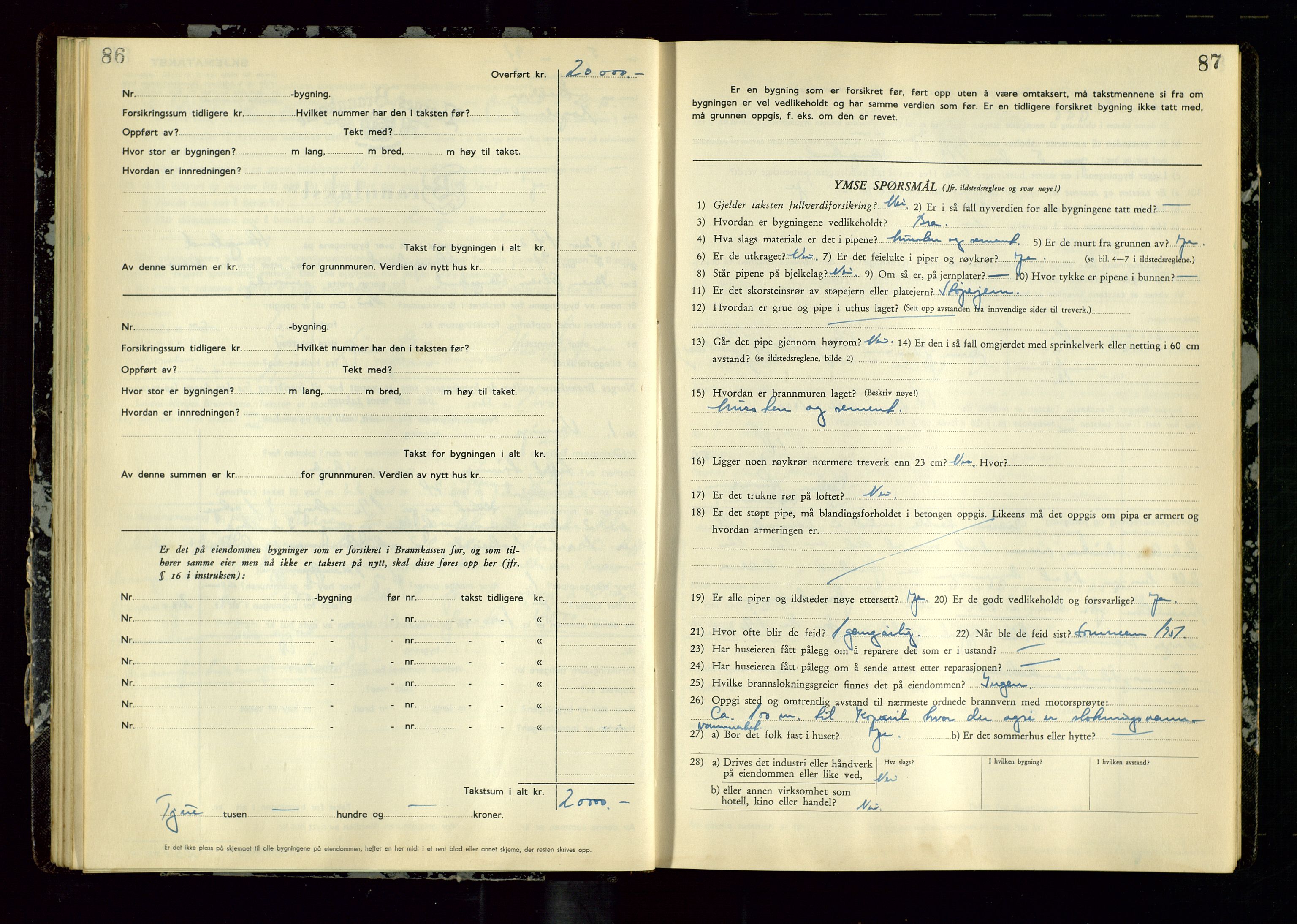 Avaldsnes lensmannskontor, AV/SAST-A-100286/Gob/L0003: "Branntakstprotokoll for Avaldsnes lensmannsdistrikt ", 1950-1952, p. 86-87