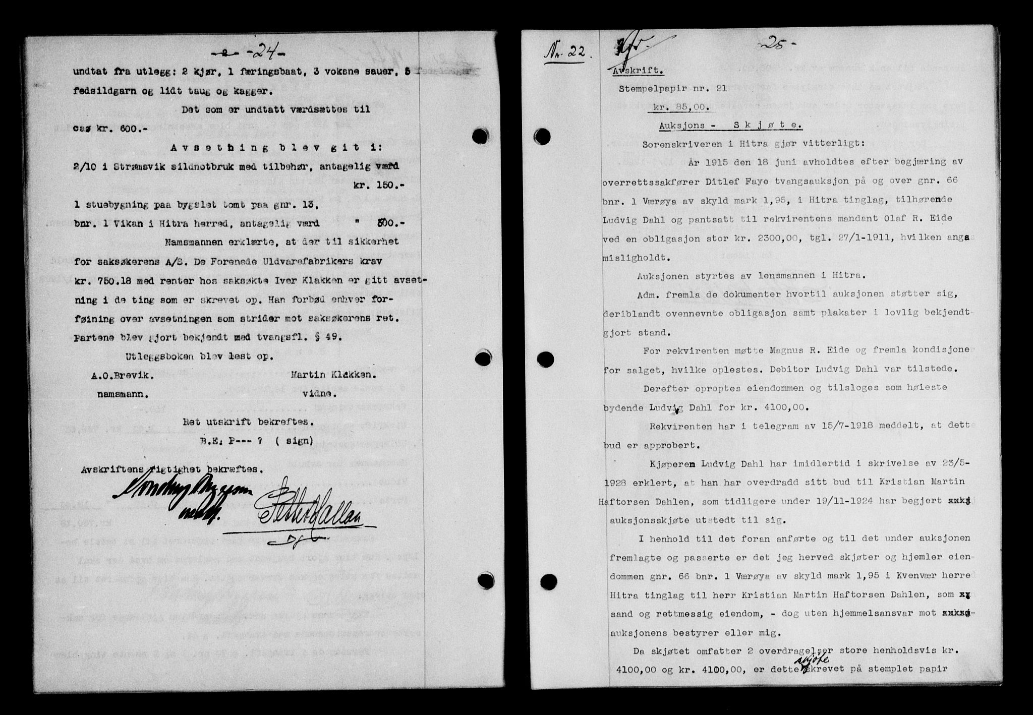 Hitra sorenskriveri, AV/SAT-A-0018/2/2C/2Ca/L0010: Mortgage book no. 10, 1928-1929, p. 24-25