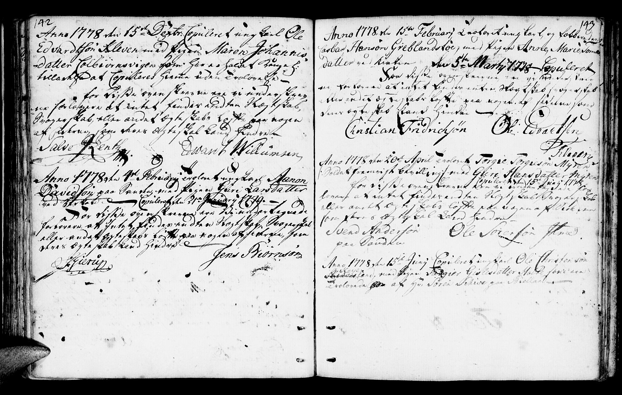 Mandal sokneprestkontor, SAK/1111-0030/F/Fa/Faa/L0006: Parish register (official) no. A 6, 1755-1783, p. 142-143