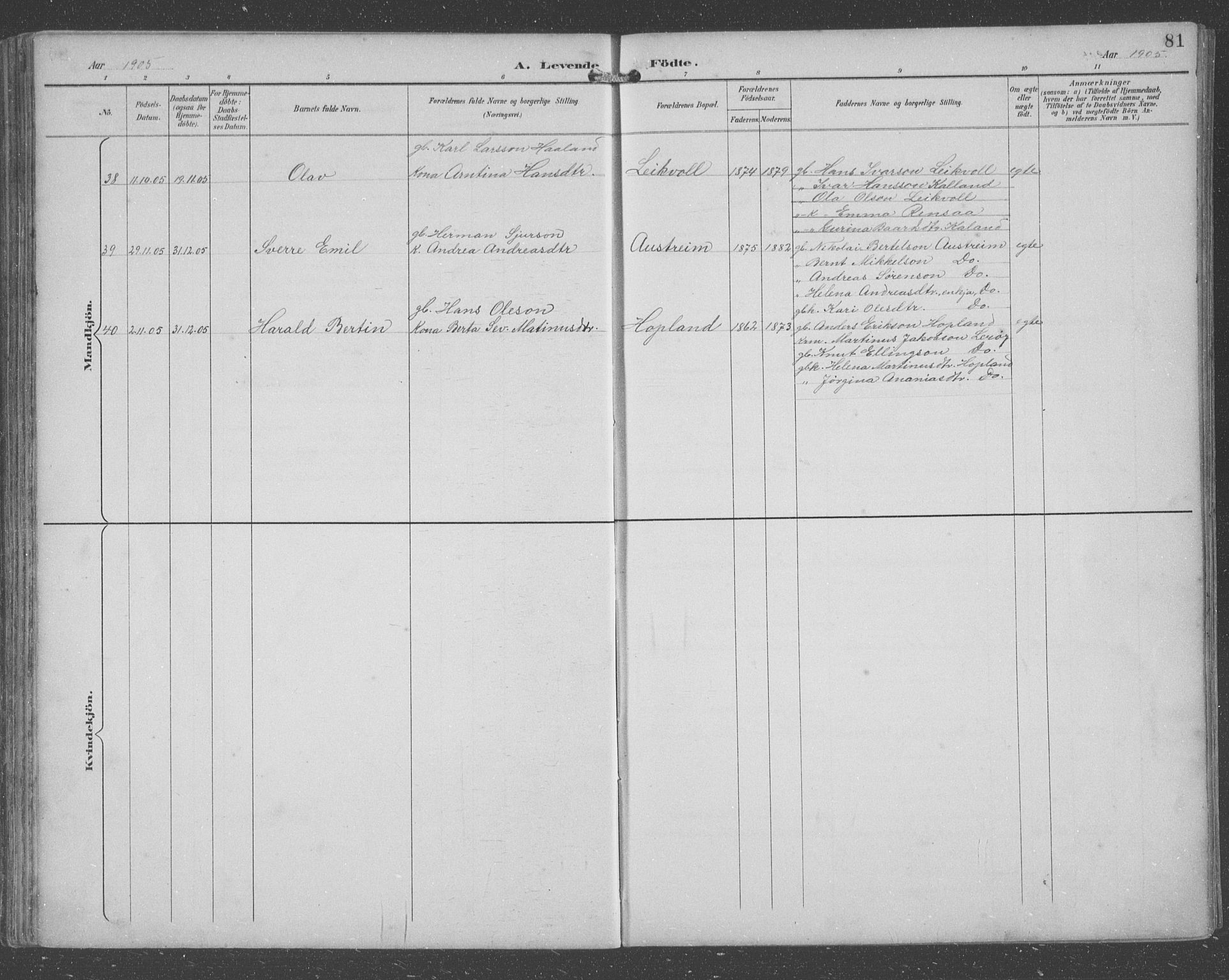 Lindås Sokneprestembete, SAB/A-76701/H/Hab: Parish register (copy) no. C 4, 1894-1910, p. 81