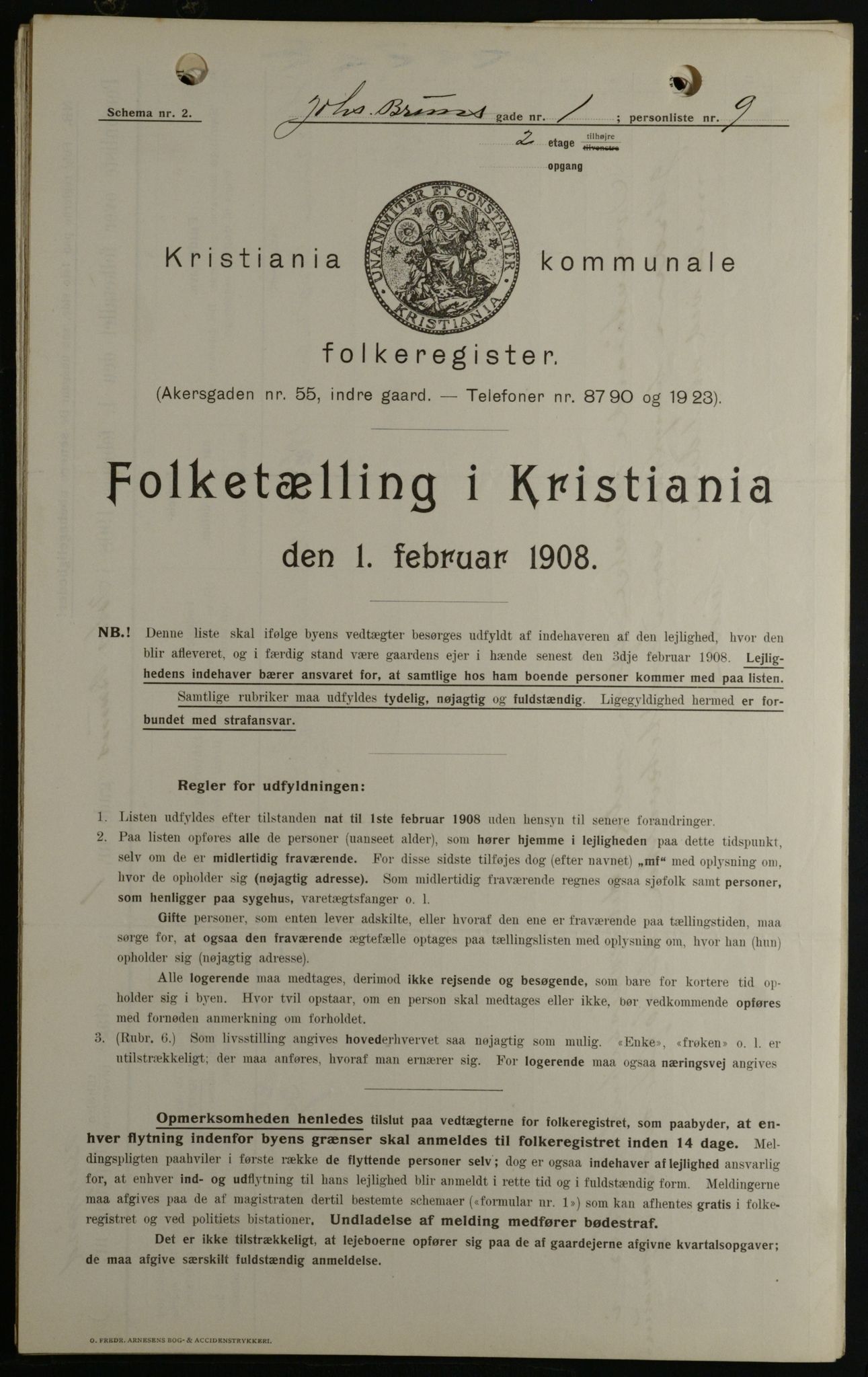 OBA, Municipal Census 1908 for Kristiania, 1908, p. 42006