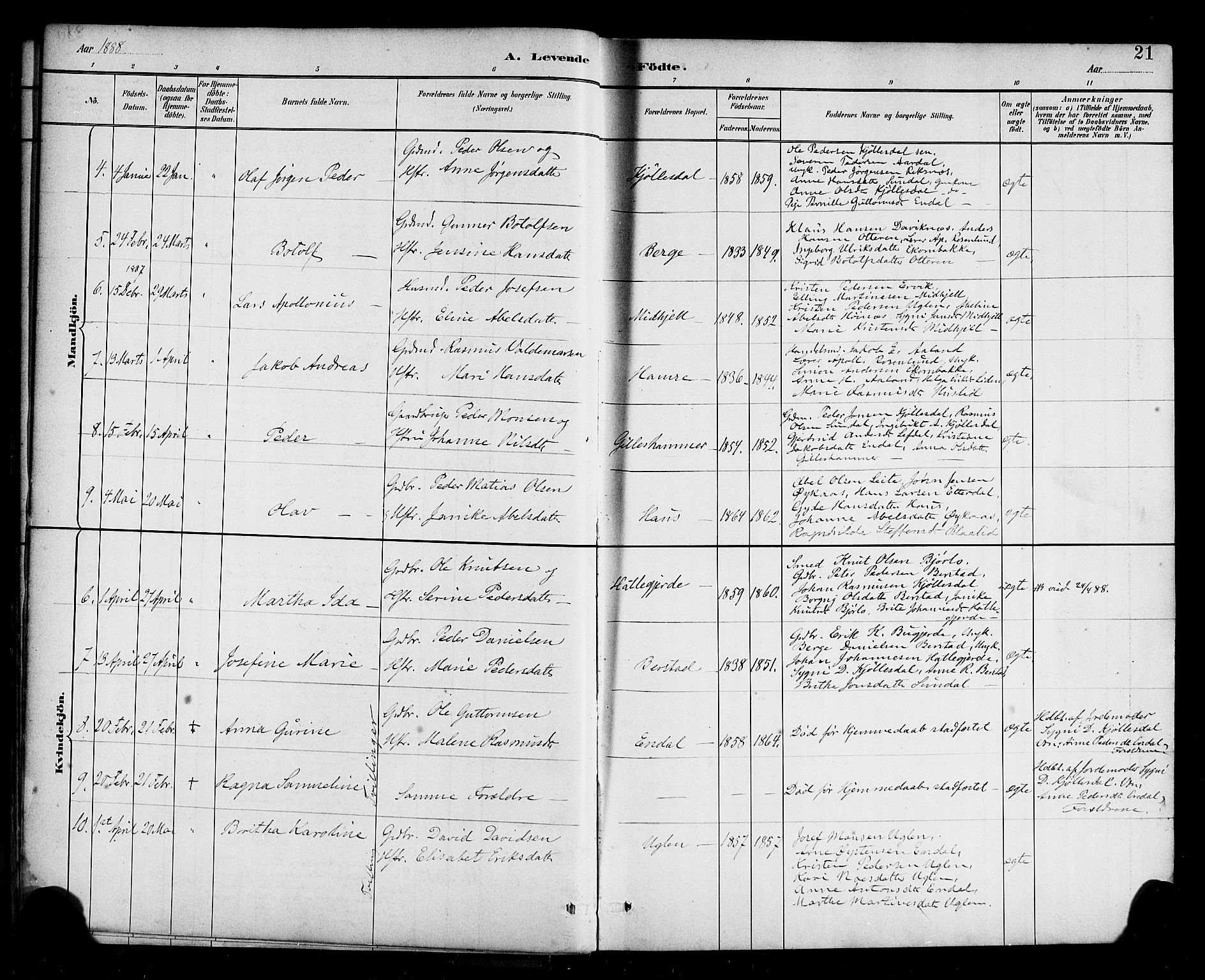 Davik sokneprestembete, AV/SAB-A-79701/H/Haa/Haab/L0001: Parish register (official) no. B 1, 1882-1900, p. 21