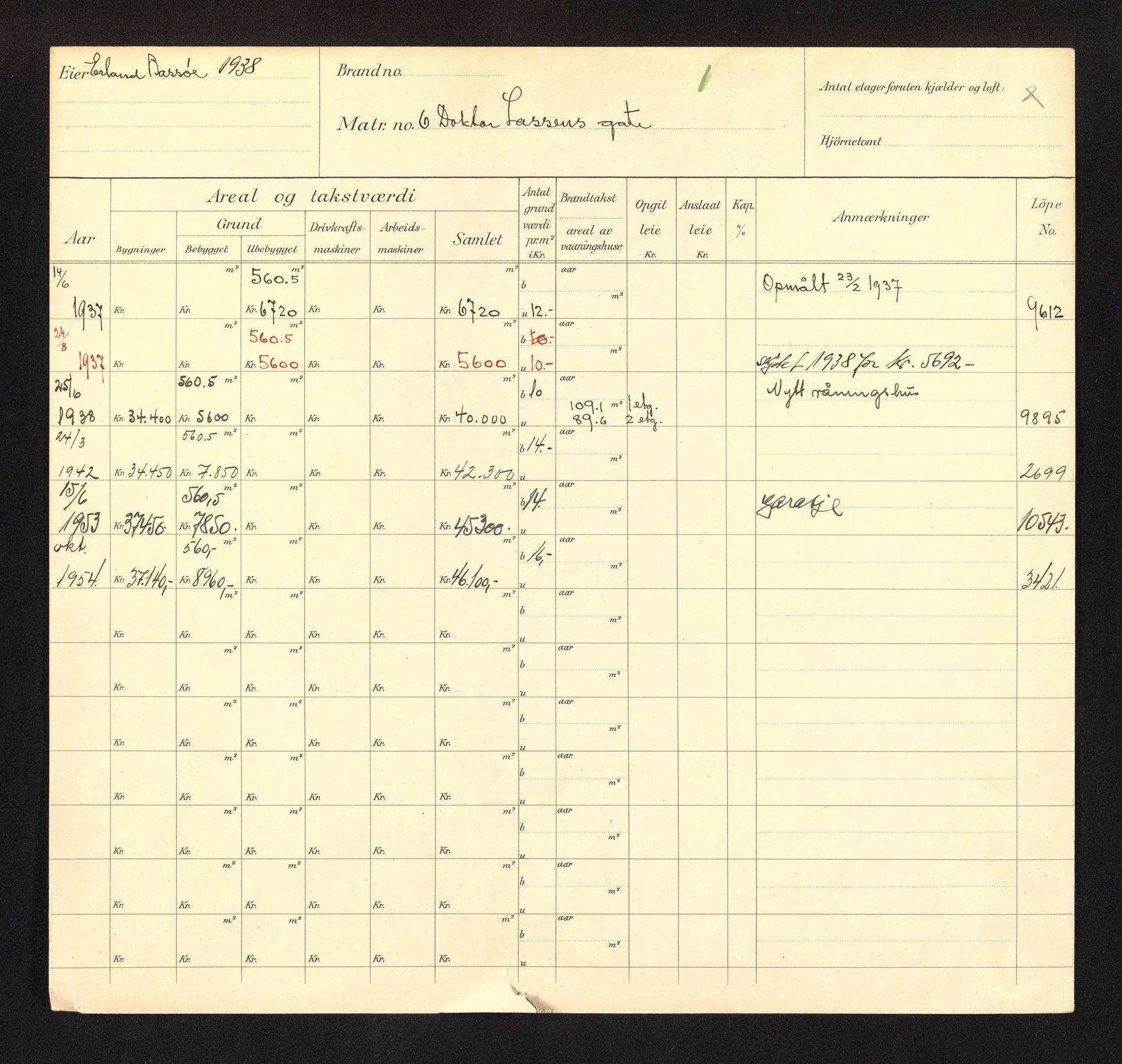 Stavanger kommune. Skattetakstvesenet, BYST/A-0440/F/Fa/Faa/L0009/0006: Skattetakstkort / Doktor Lassens gate 6 - Domkirkeplassen - Dr. Græslis vei 17