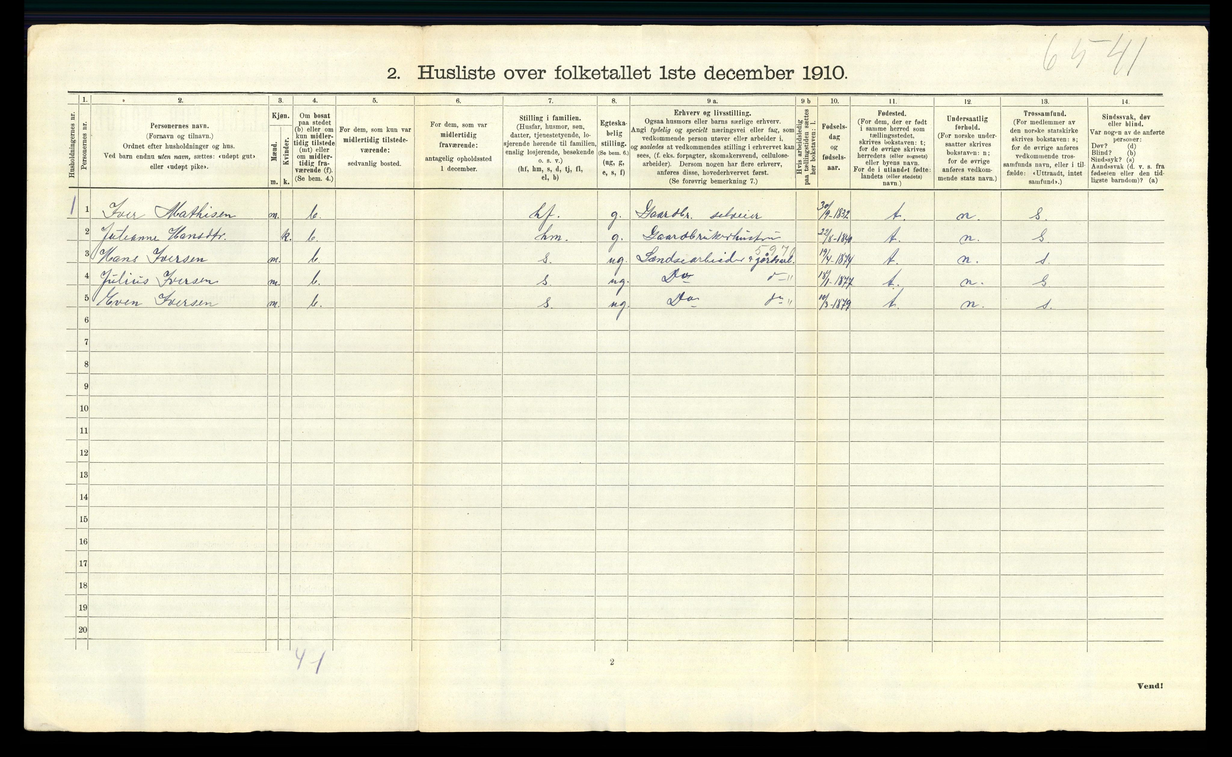 RA, 1910 census for Varteig, 1910, p. 24