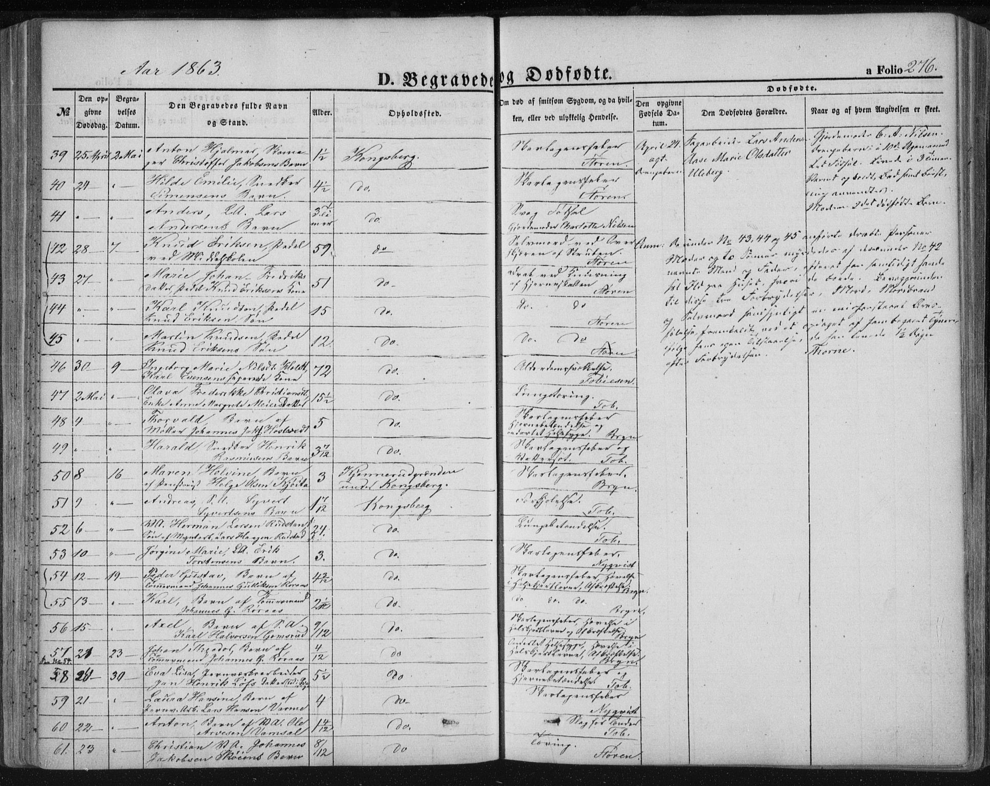 Kongsberg kirkebøker, AV/SAKO-A-22/F/Fa/L0010: Parish register (official) no. I 10, 1859-1875, p. 276