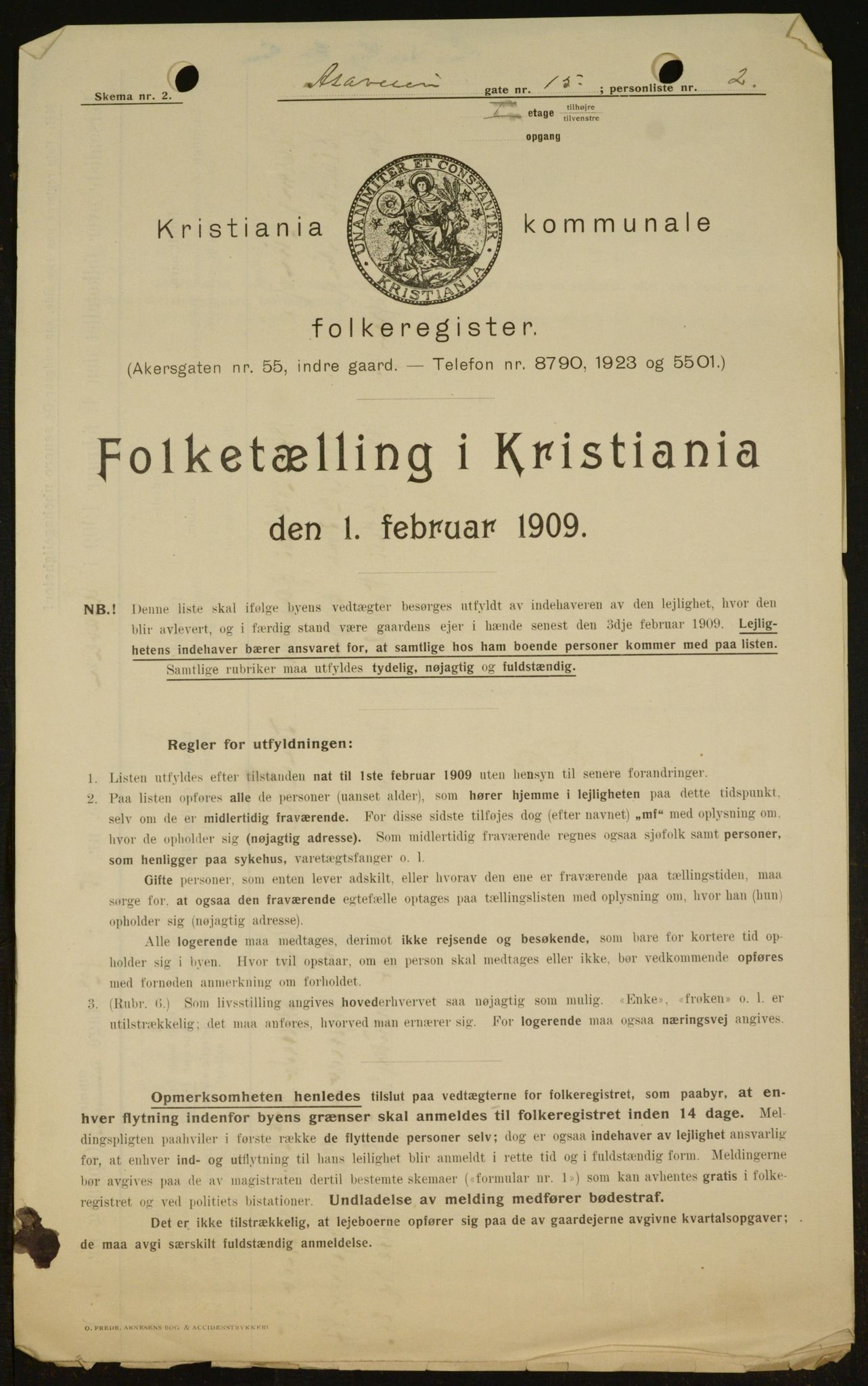 OBA, Municipal Census 1909 for Kristiania, 1909, p. 118938